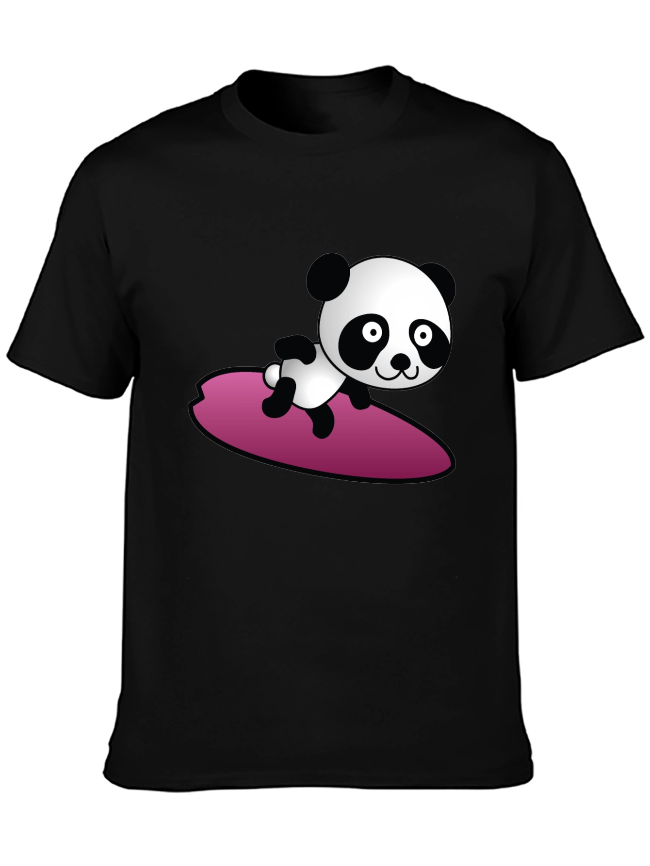 Surfing Panda Graphic Tee - Cool Black T-Shirt
