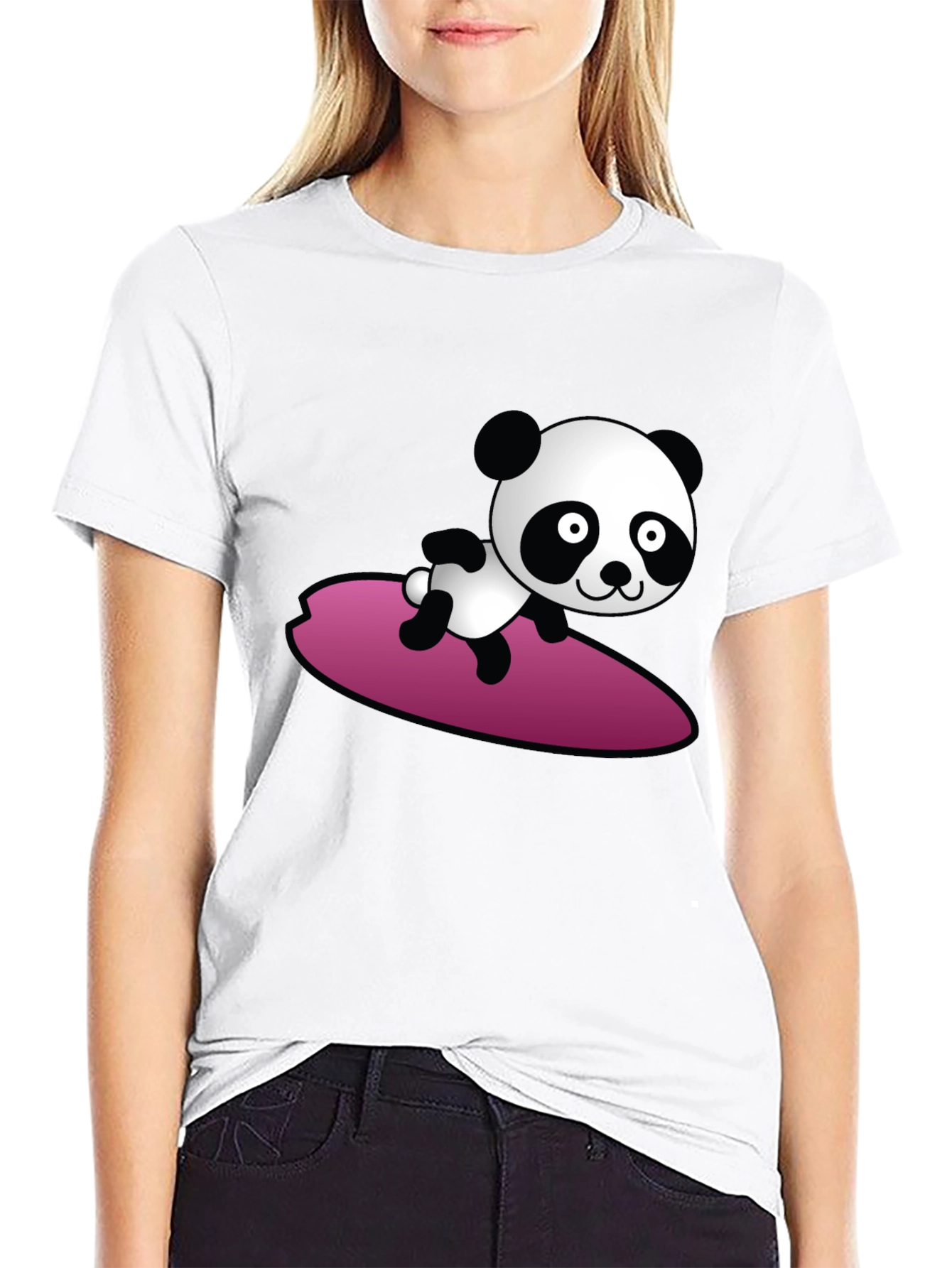Surfing Panda Graphic Tee - Cool Black T-Shirt
