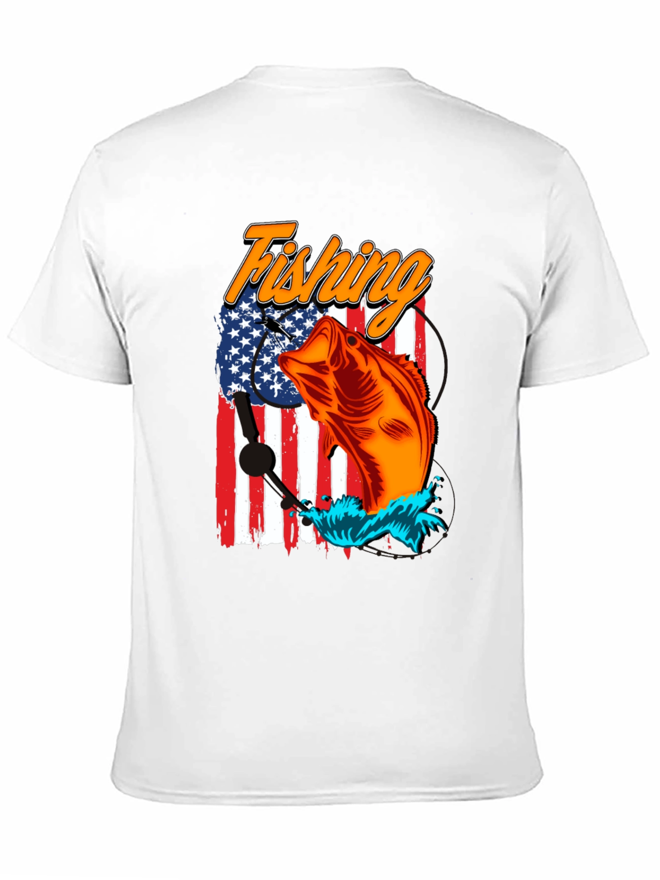 Fishing USA Flag Graphic Print Tee