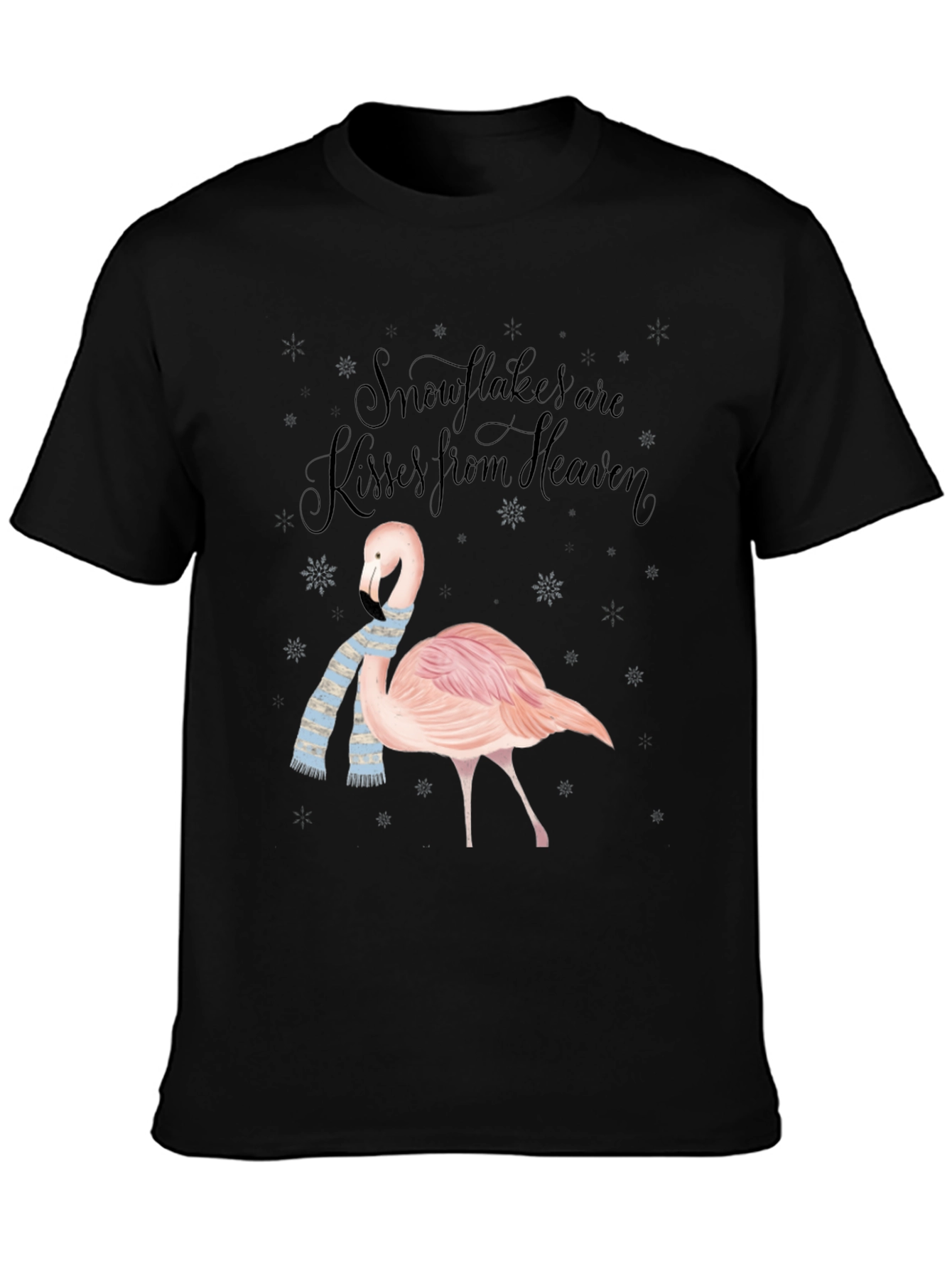 Flamingo Snowflakes Kisses From Heaven T-Shirt