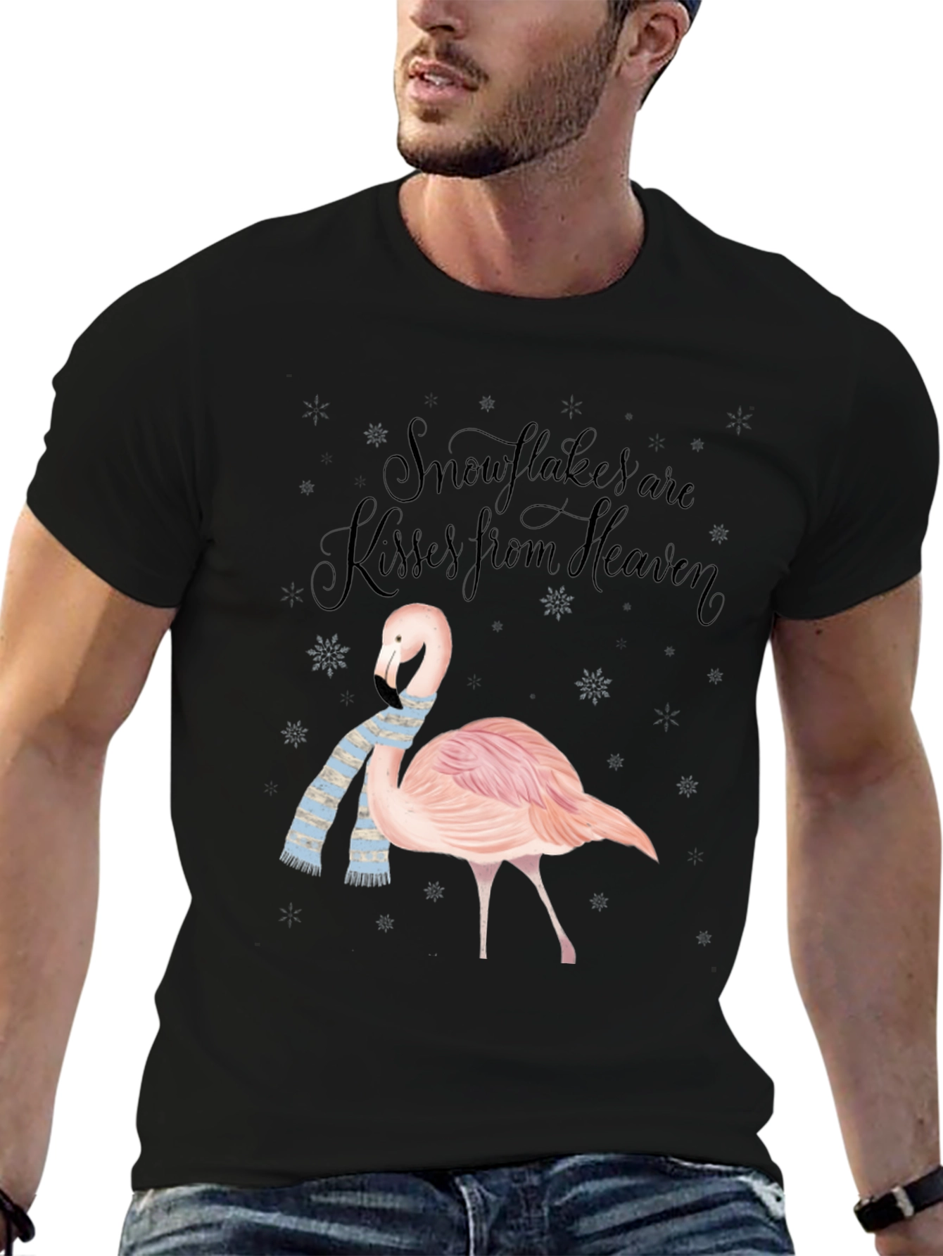 Flamingo Snowflakes Kisses From Heaven T-Shirt