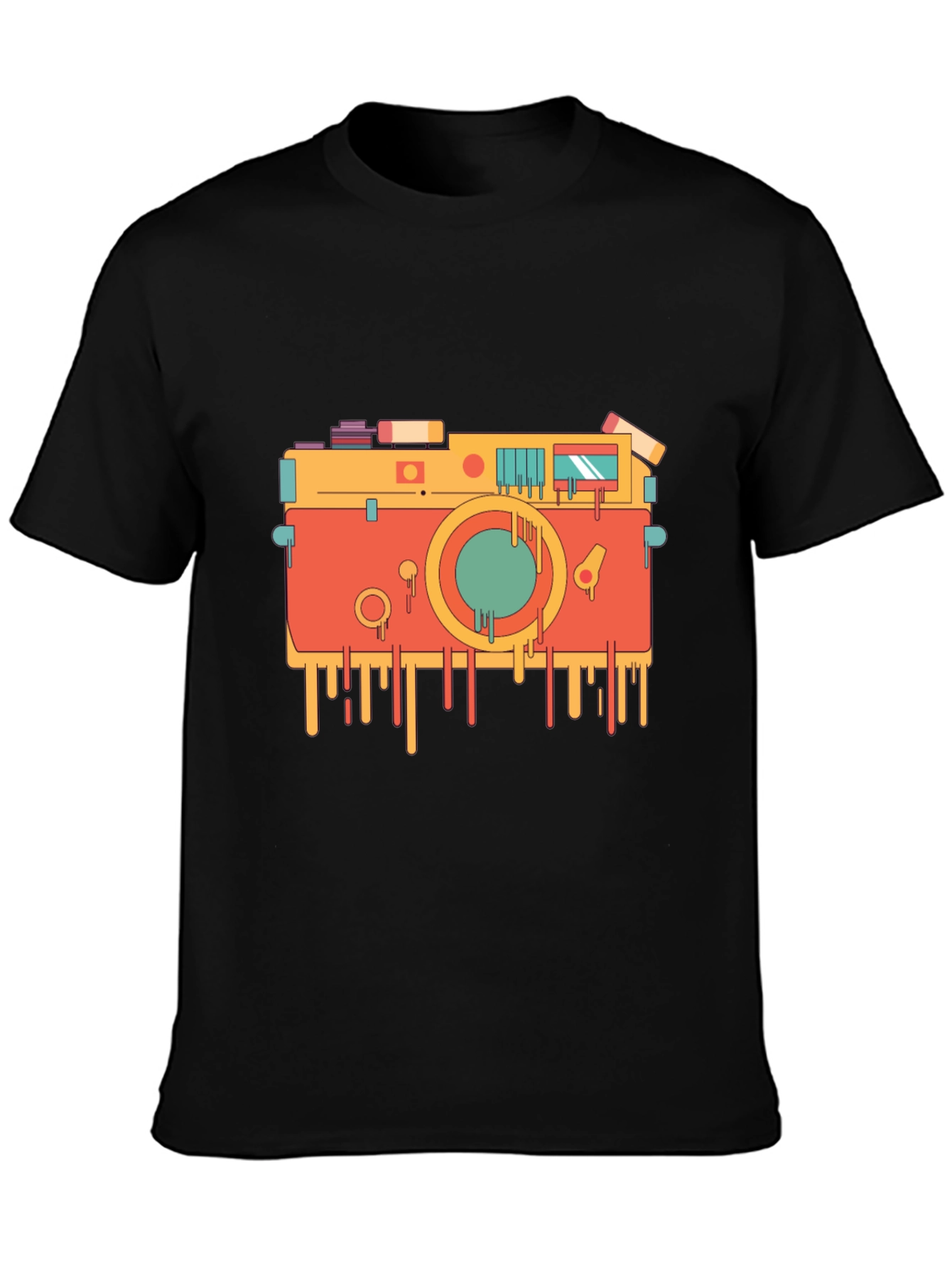 Retro Camera Graphic Tee - Cool Black T-Shirt