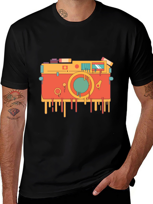 Retro Camera Graphic Tee - Cool Black T-Shirt