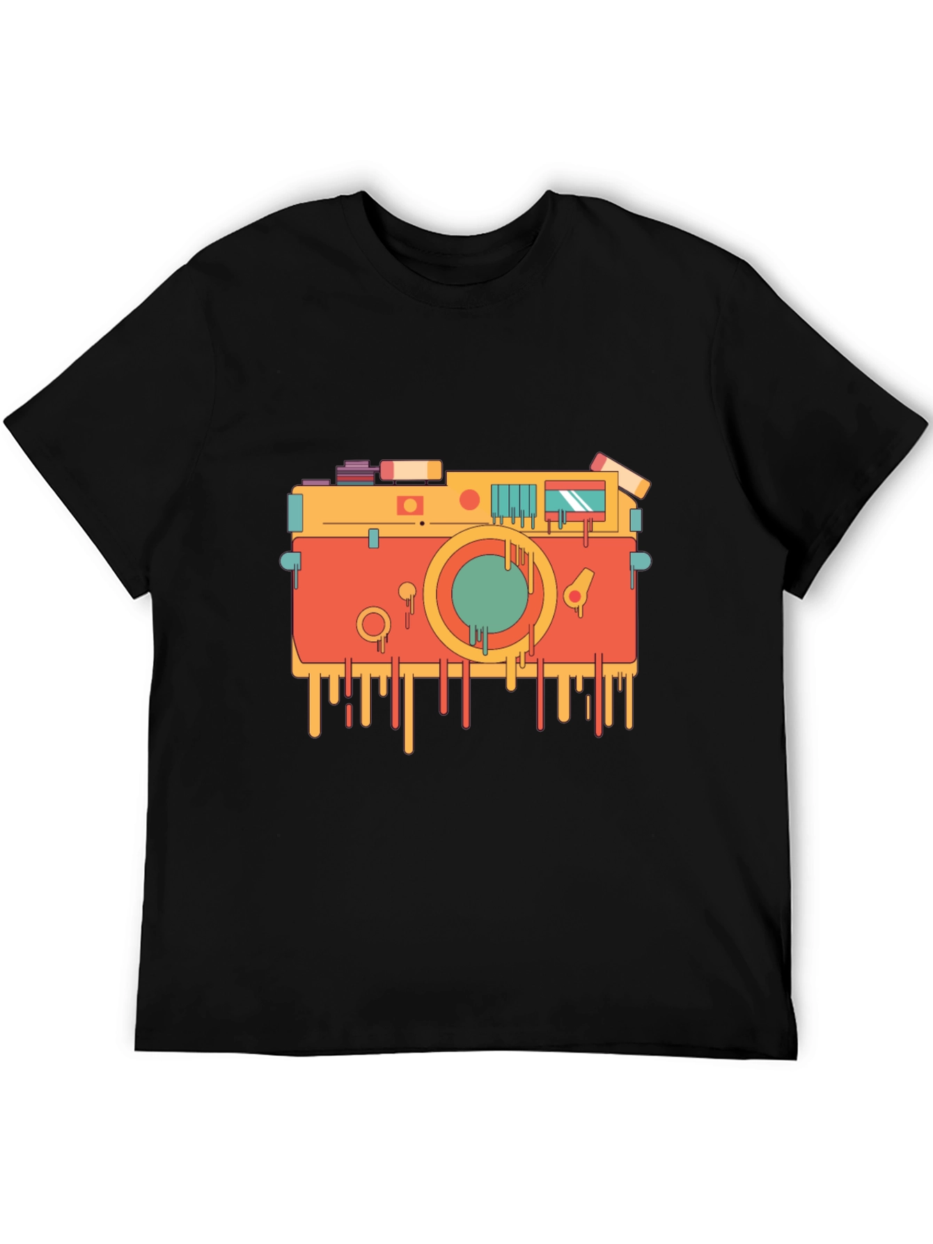 Retro Camera Graphic Tee - Cool Black T-Shirt