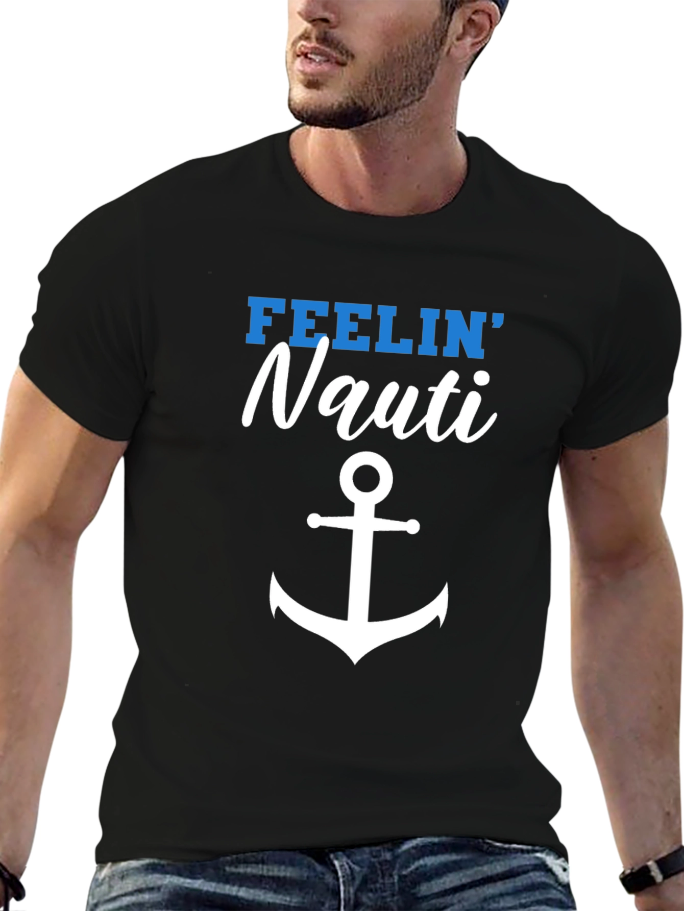 Feelin Nauti T-Shirt - Nautical Anchor Design