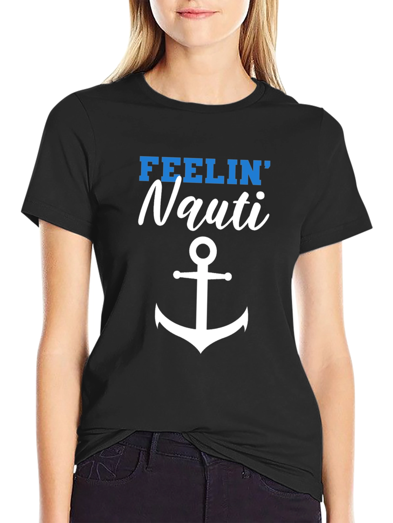 Feelin Nauti T-Shirt - Nautical Anchor Design