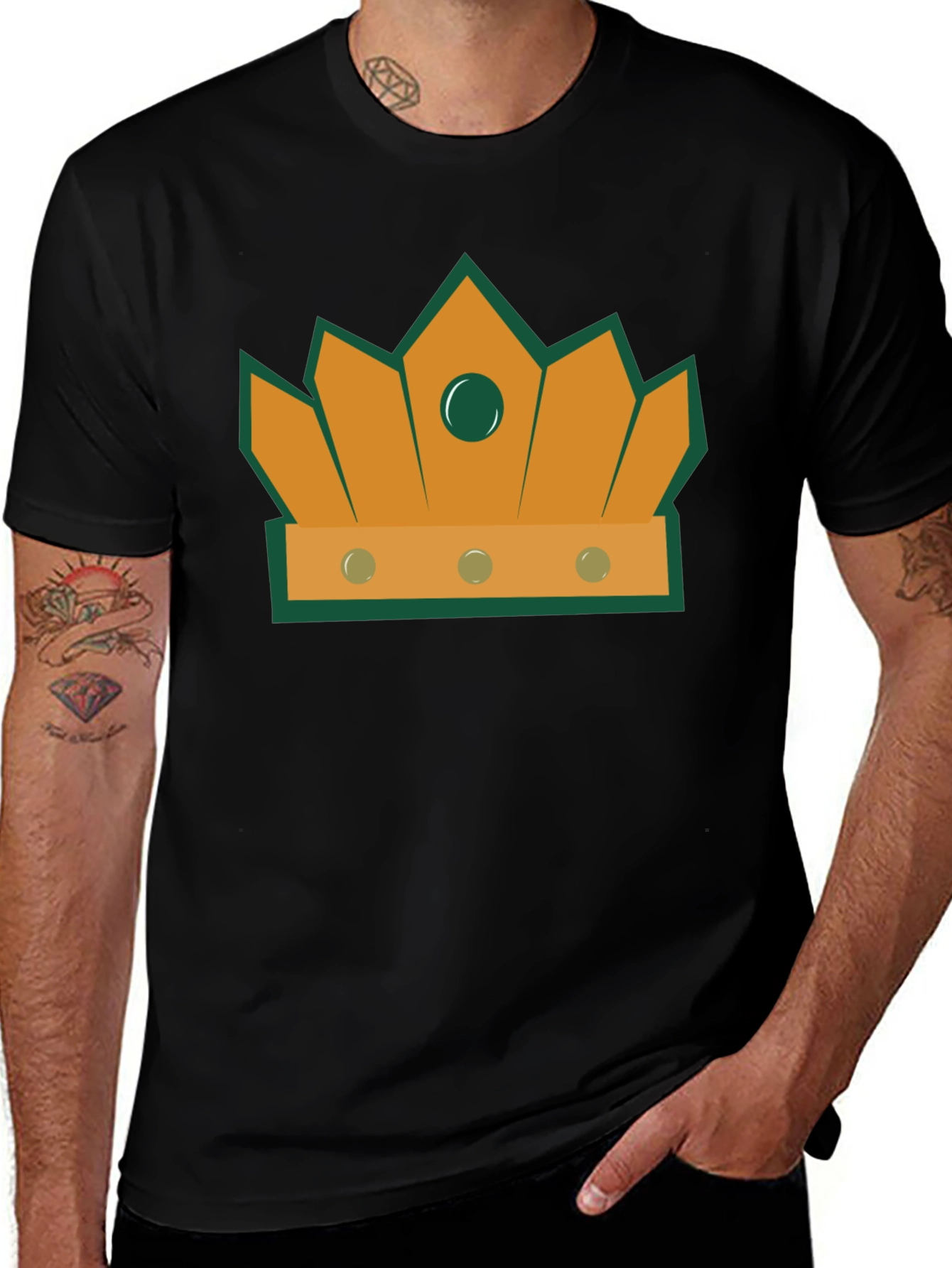 Crown Graphic Tee - Stylish Mens Black T-Shirt