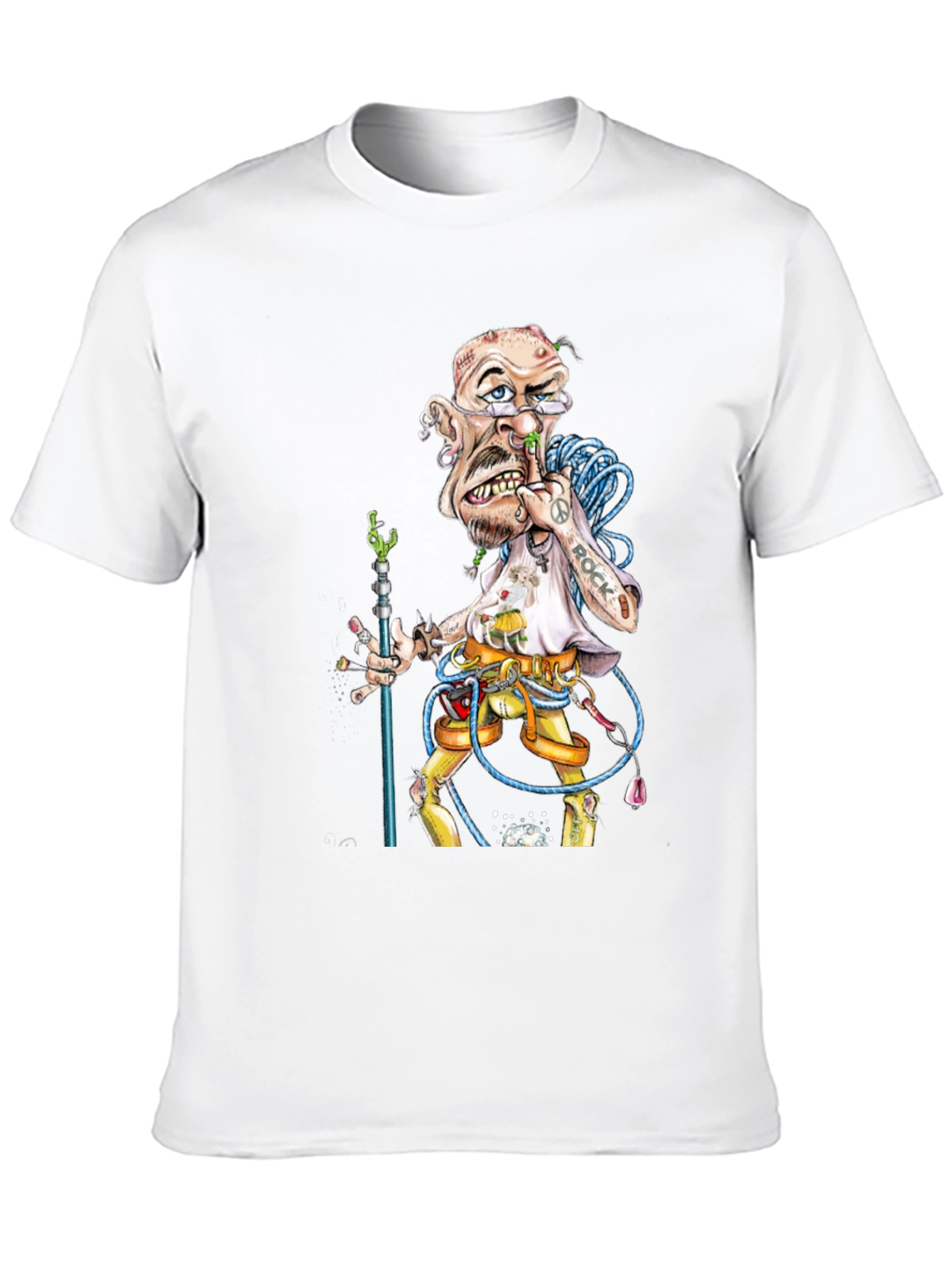 Cartoon Rock Climber Graphic Tee - Black