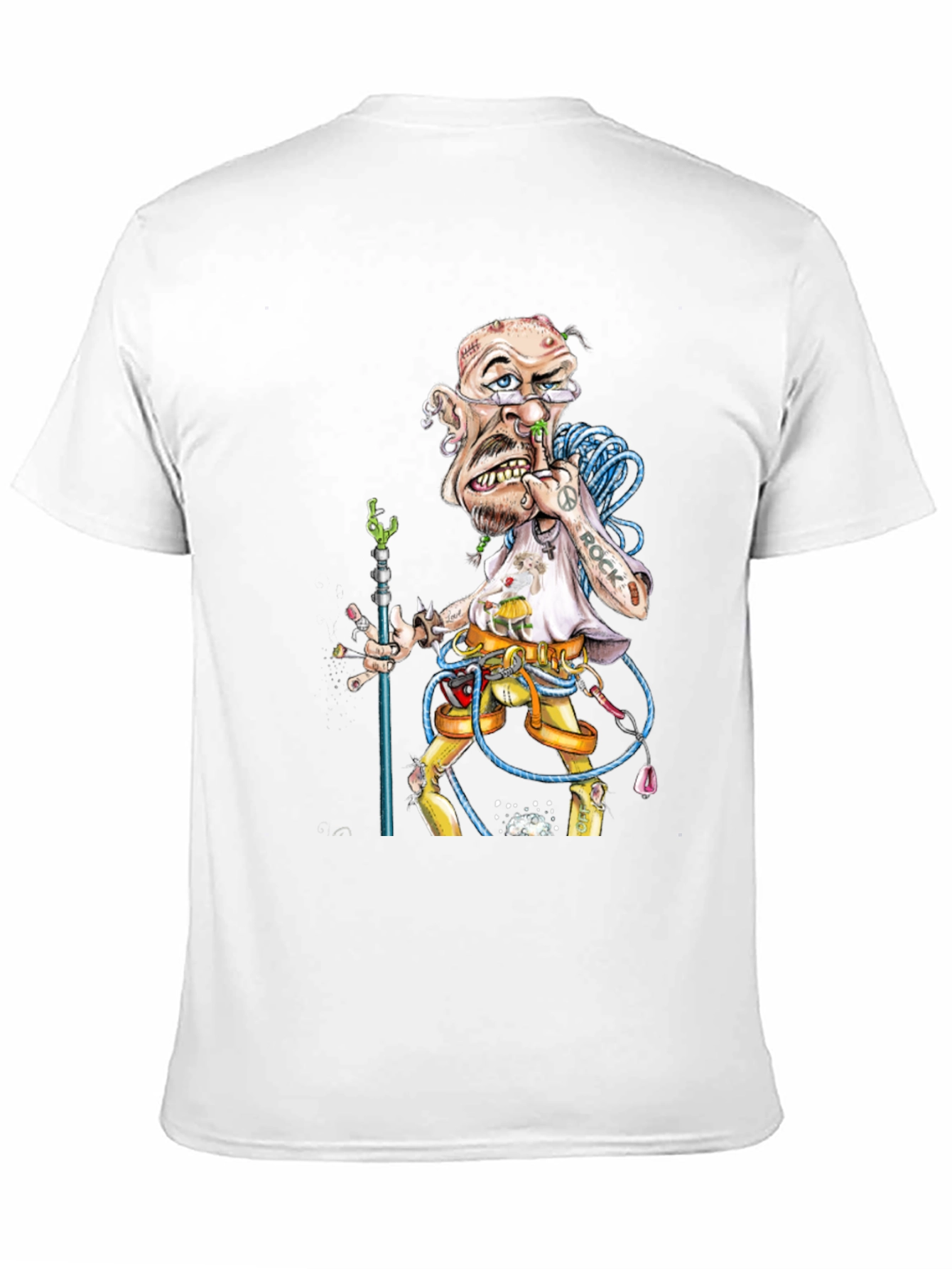 Cartoon Rock Climber Graphic Tee - Black