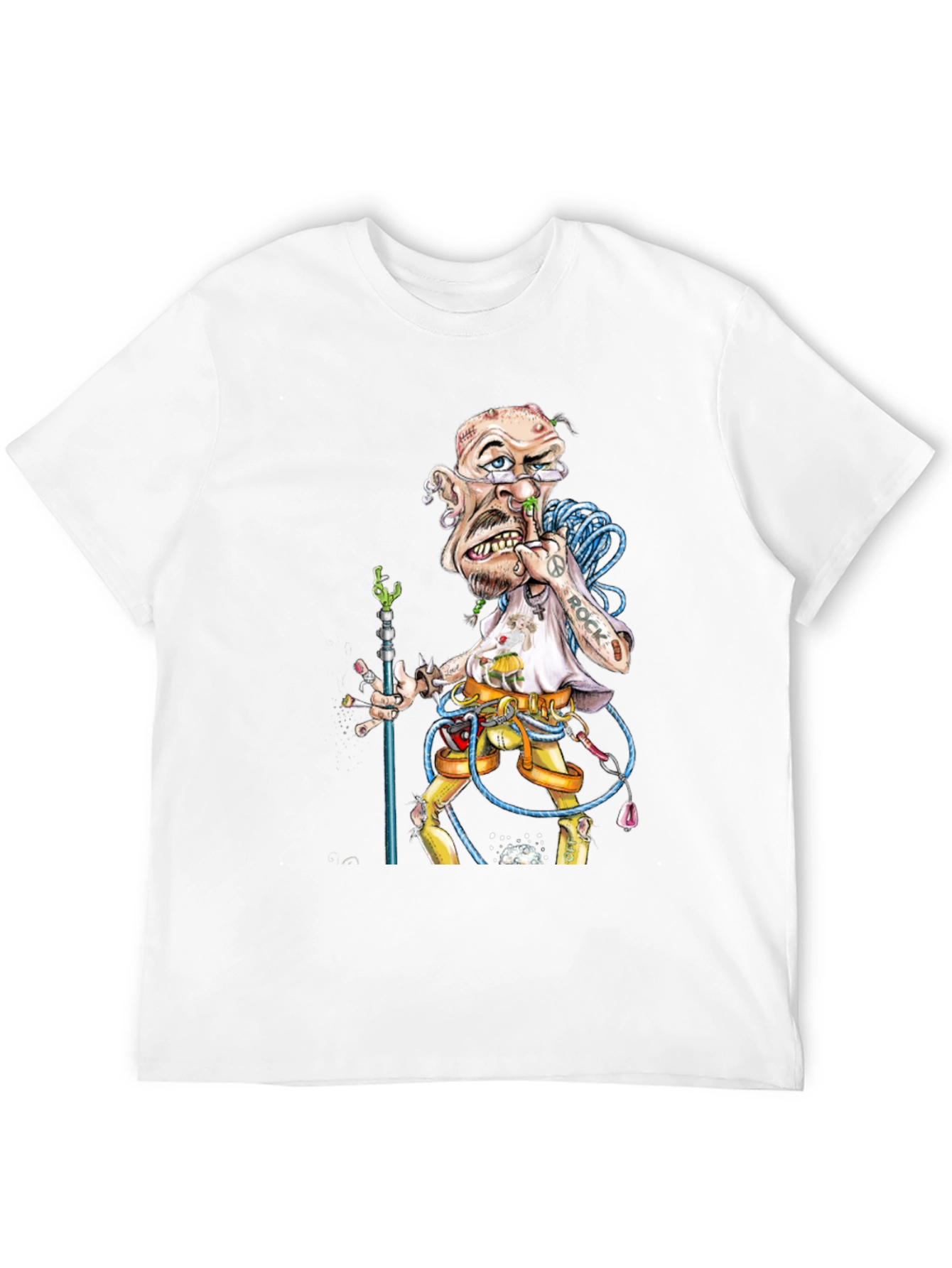 Cartoon Rock Climber Graphic Tee - Black
