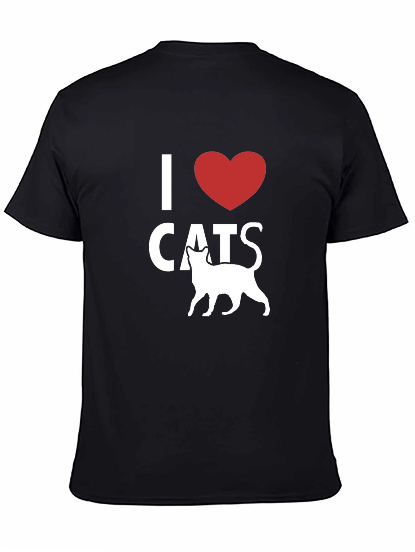 I Heart Cats T-Shirt - Black Stylish Casual Wear