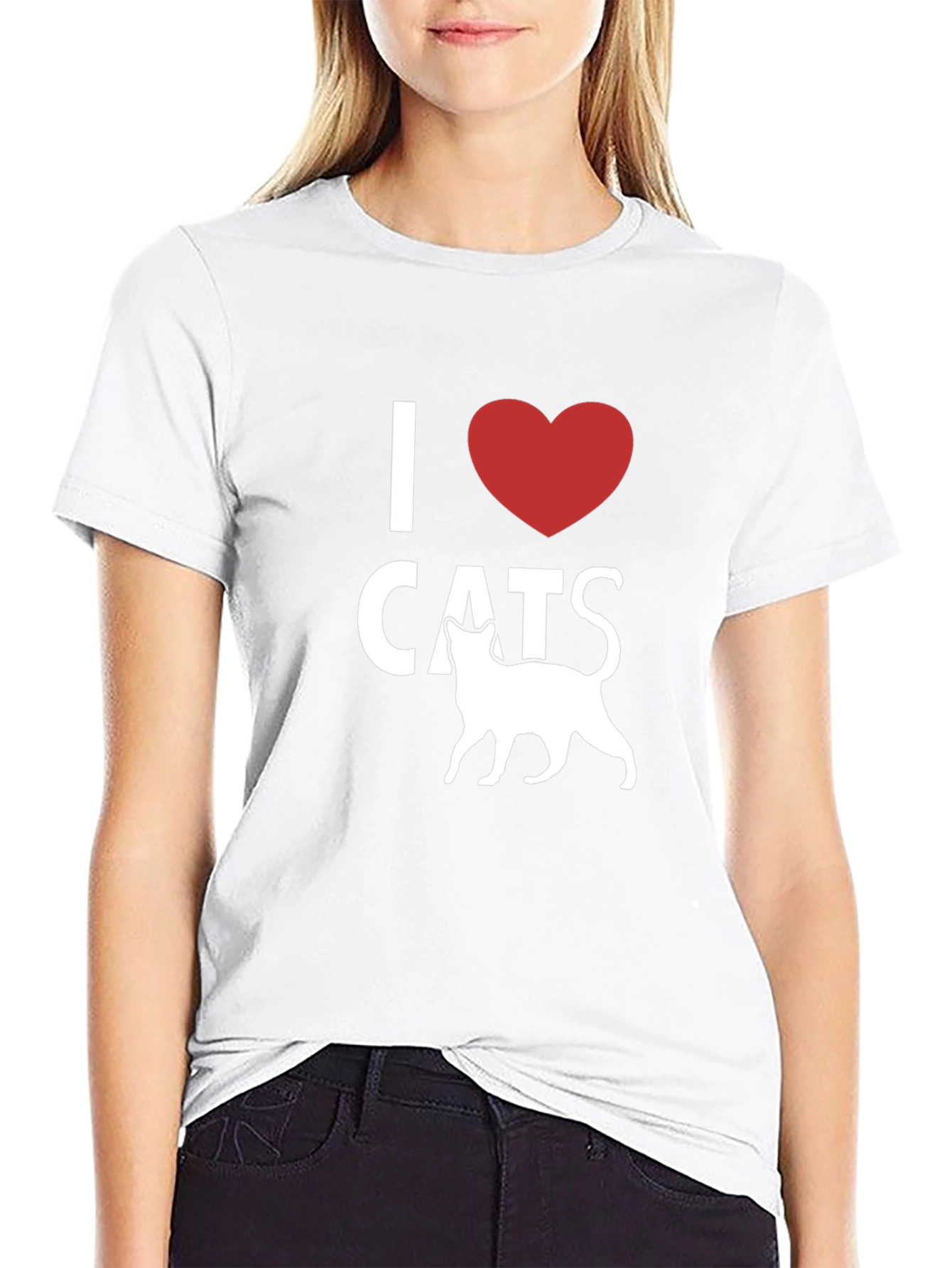 I Heart Cats T-Shirt - Black Stylish Casual Wear