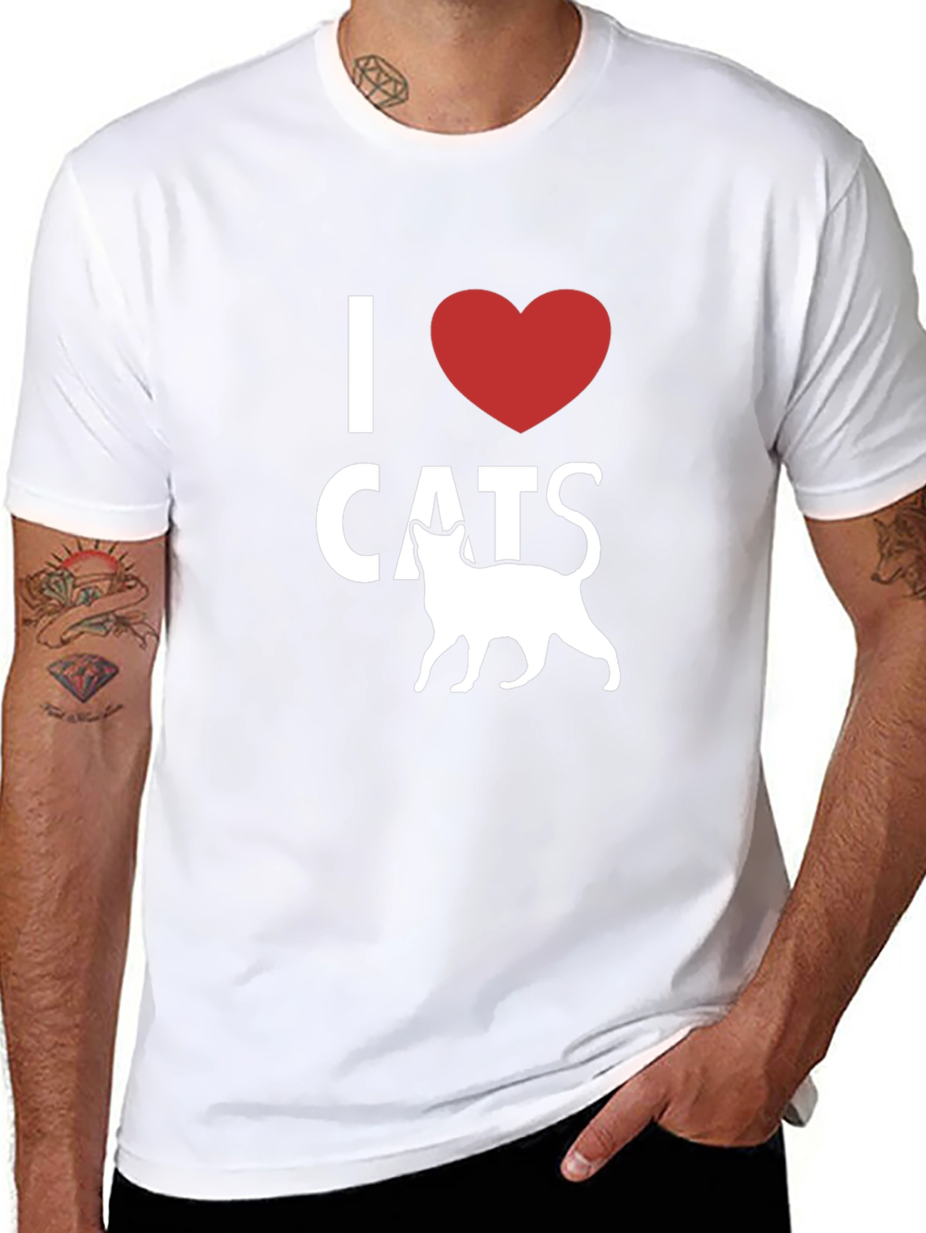I Heart Cats T-Shirt - Black Stylish Casual Wear