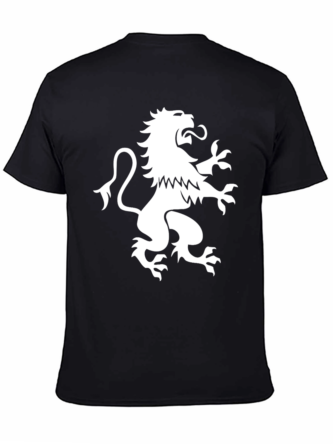 Black T-Shirt with White Lion Rampant Graphic