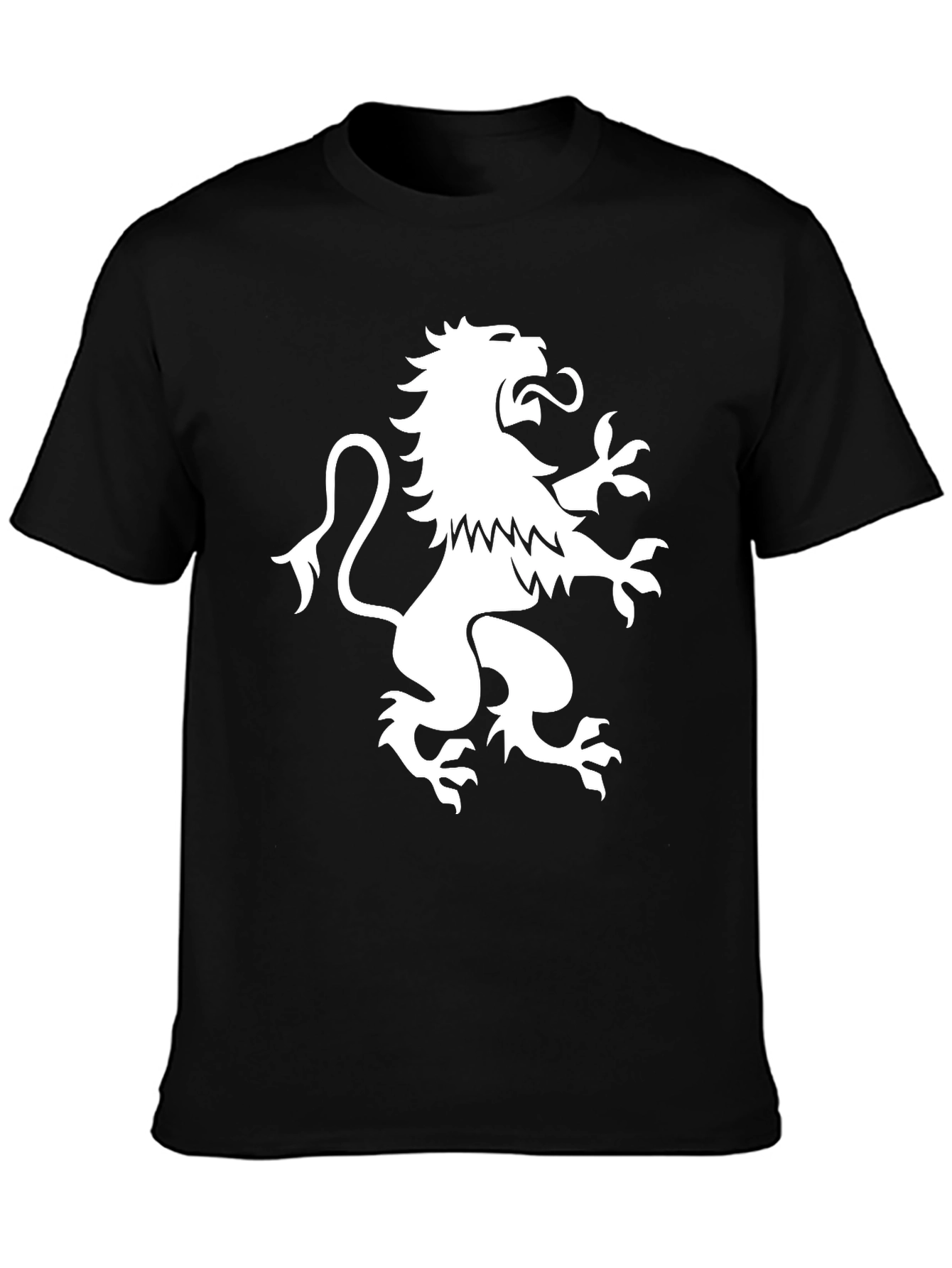 Black T-Shirt with White Lion Rampant Graphic