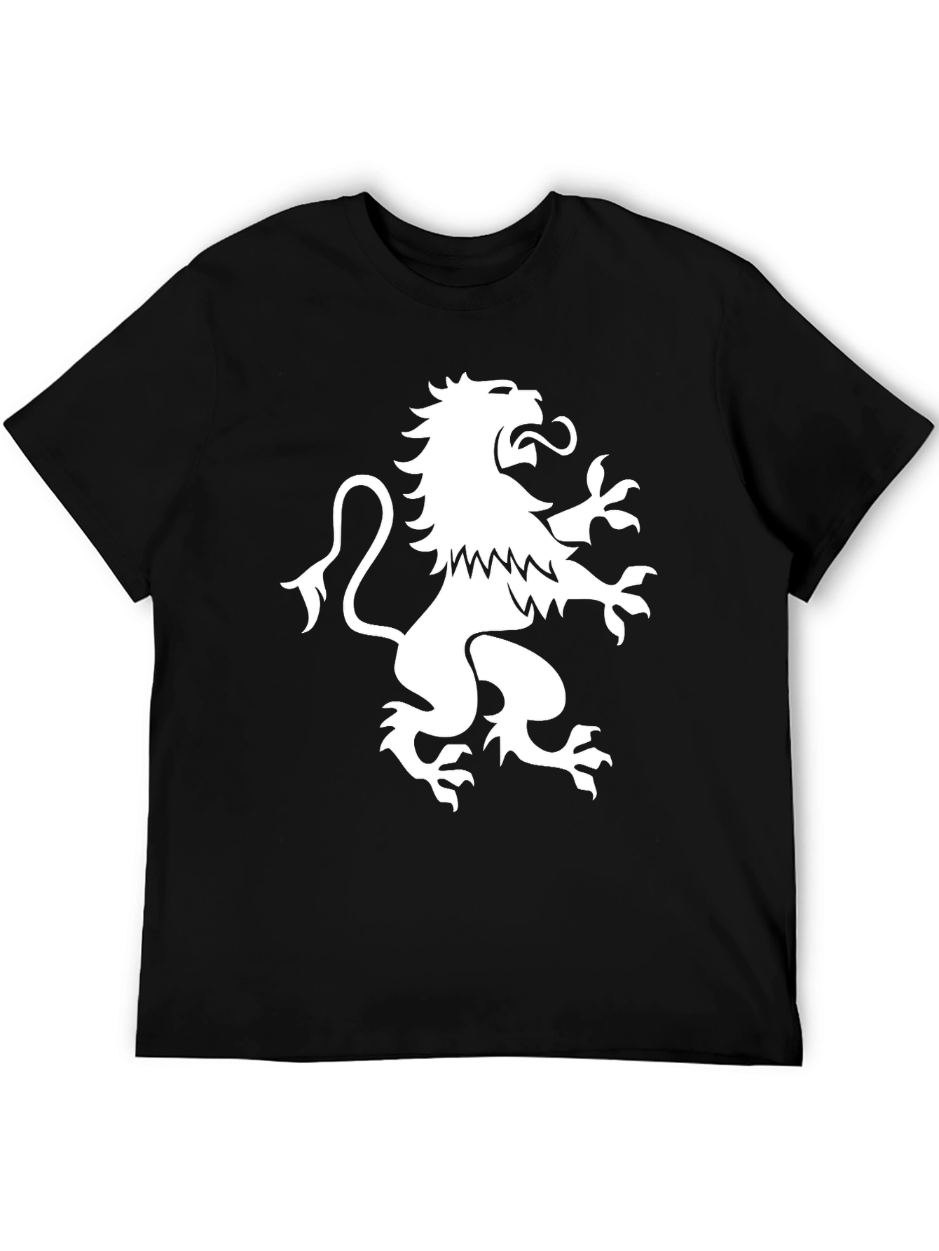 Black T-Shirt with White Lion Rampant Graphic
