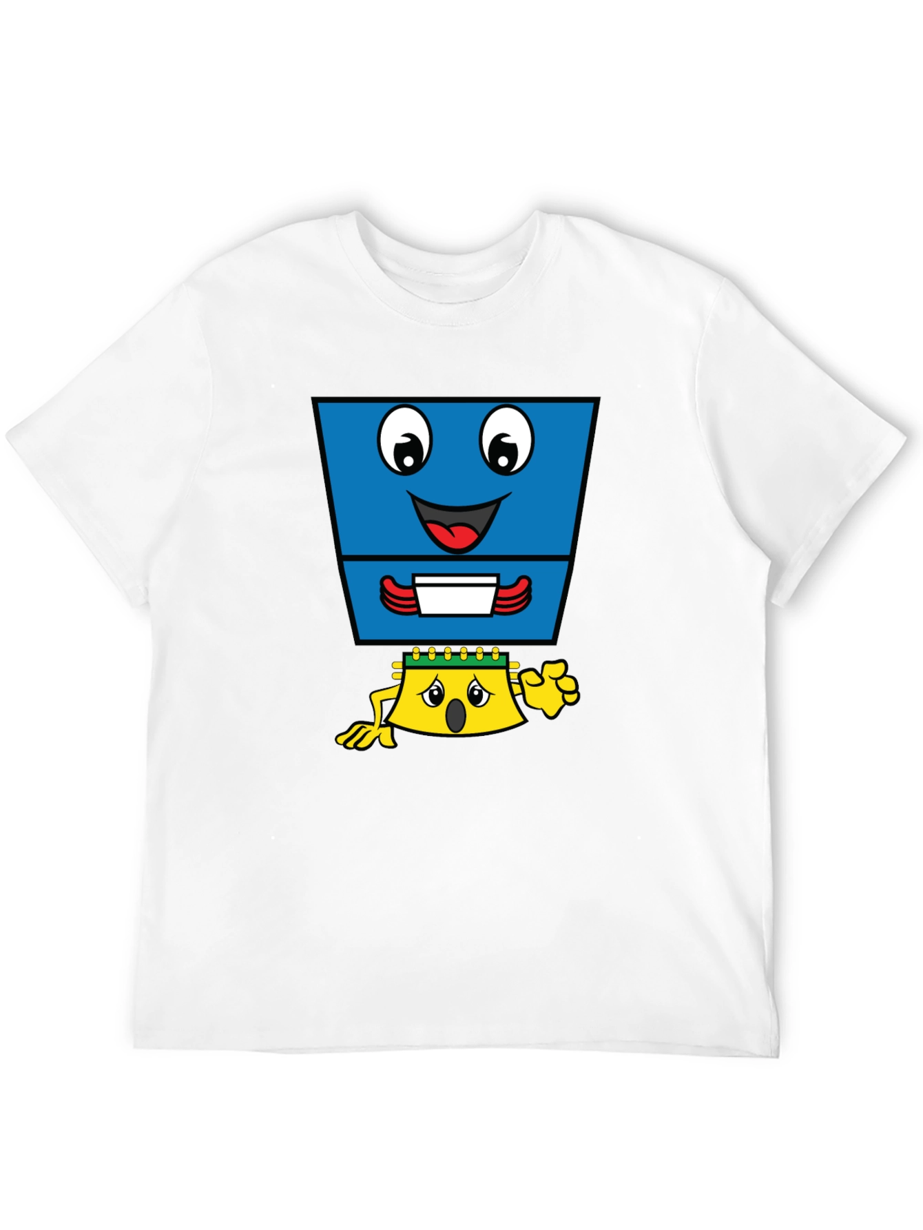 Funny Cartoon Character Graphic T-Shirt - Black