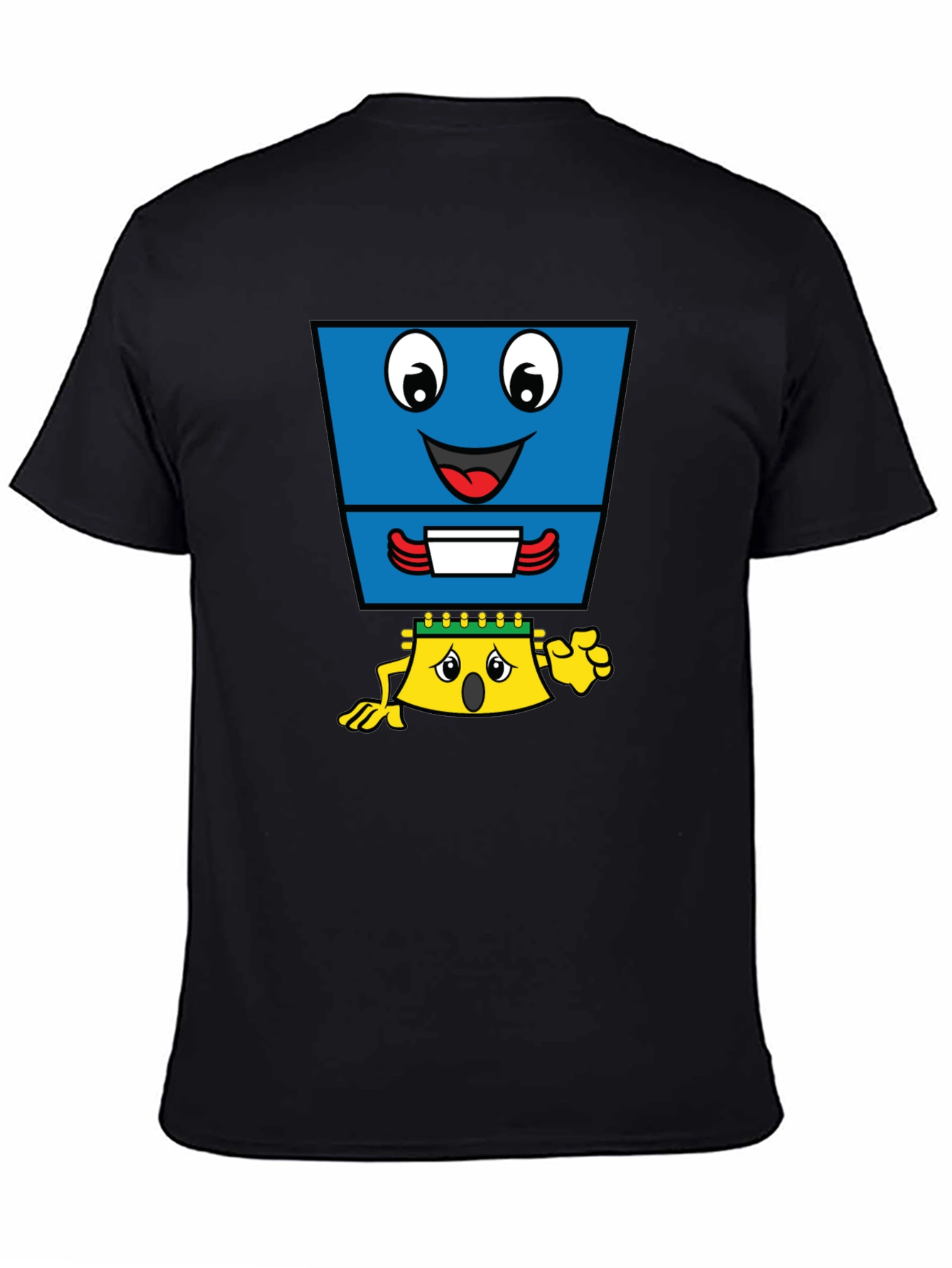 Funny Cartoon Character Graphic T-Shirt - Black