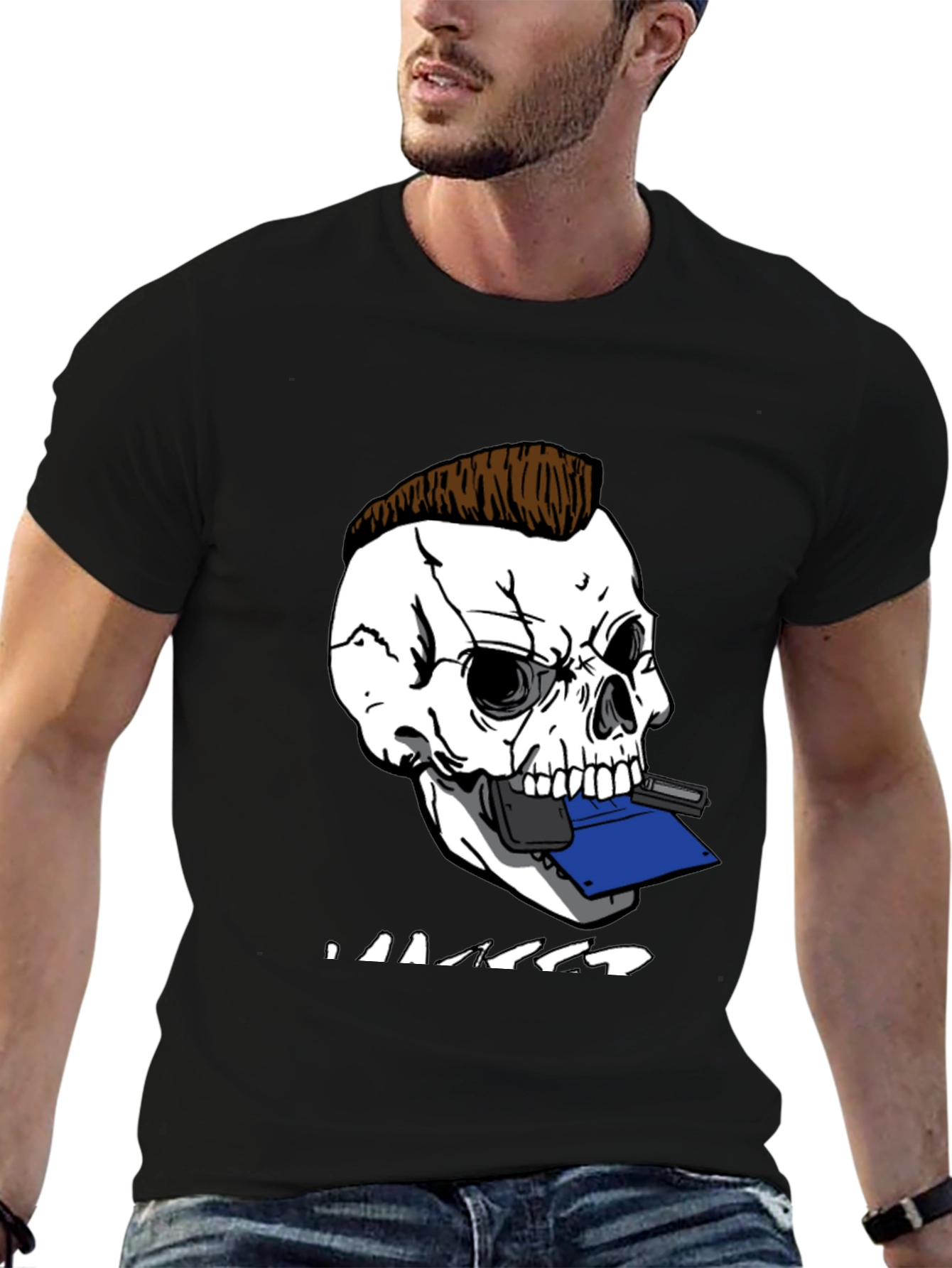 Skull Hacker Tee - Edgy Graphic T-Shirt