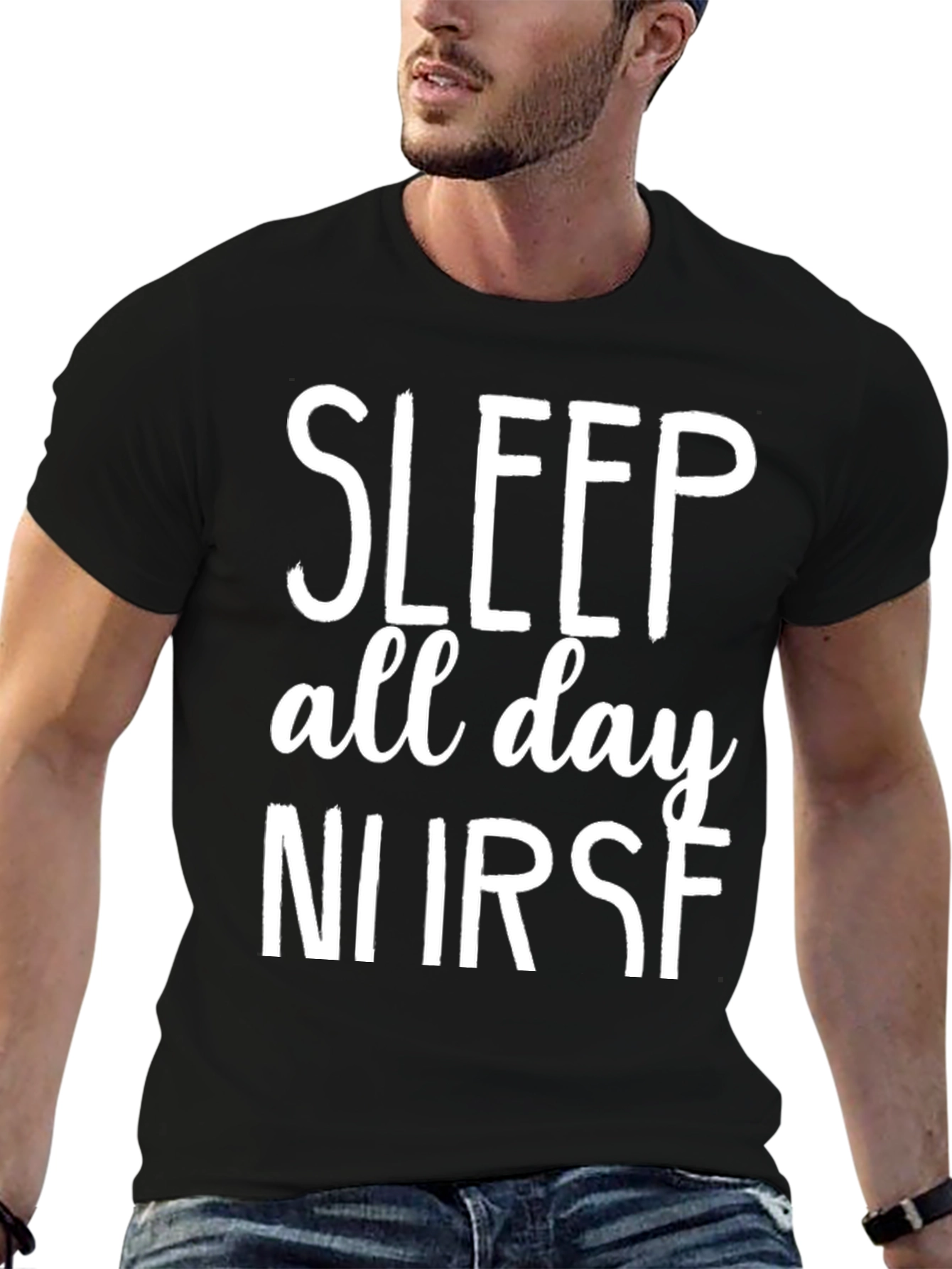 Sleep All Day Nurse Black T-Shirt