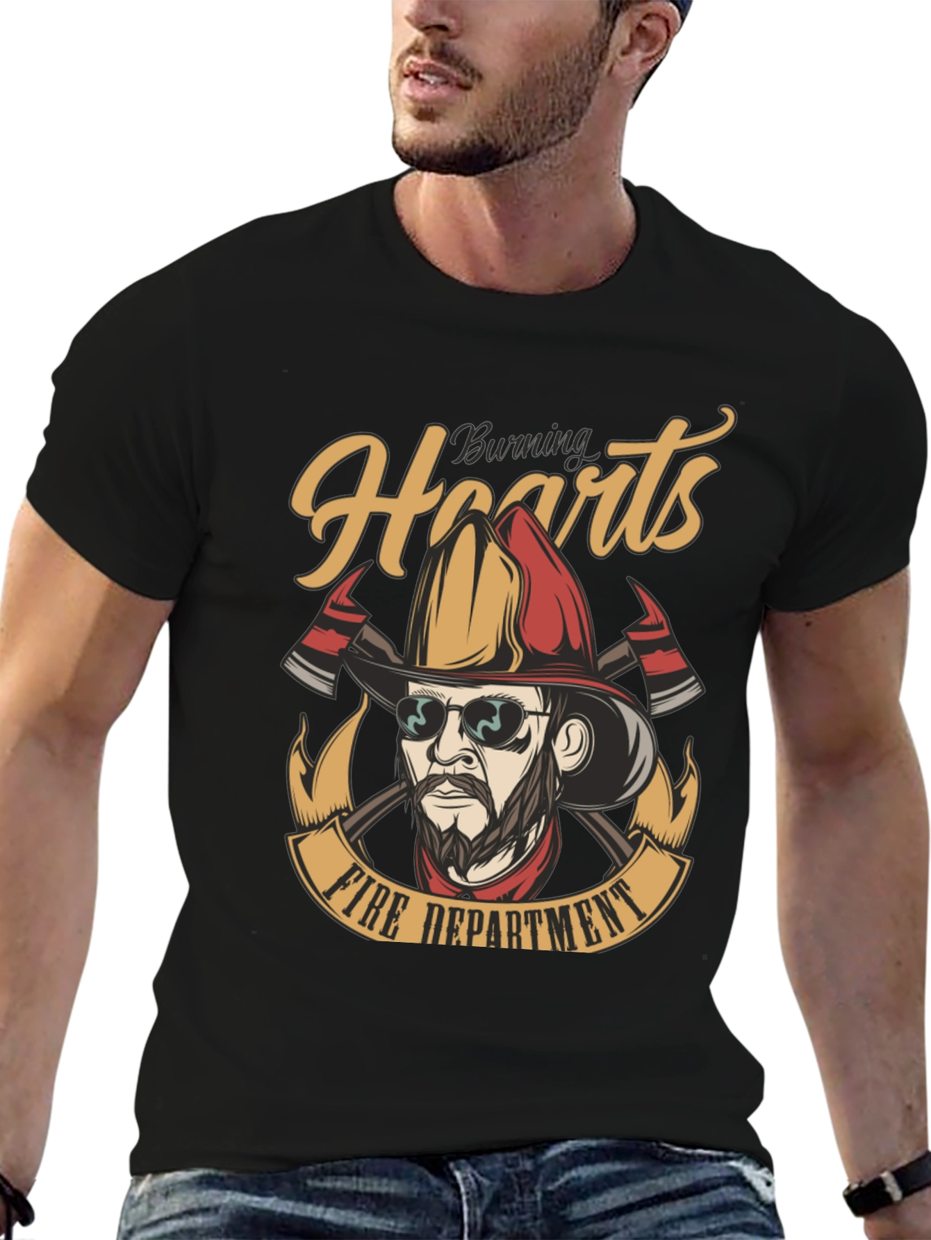 Burning Hearts Fire Department Graphic Tee