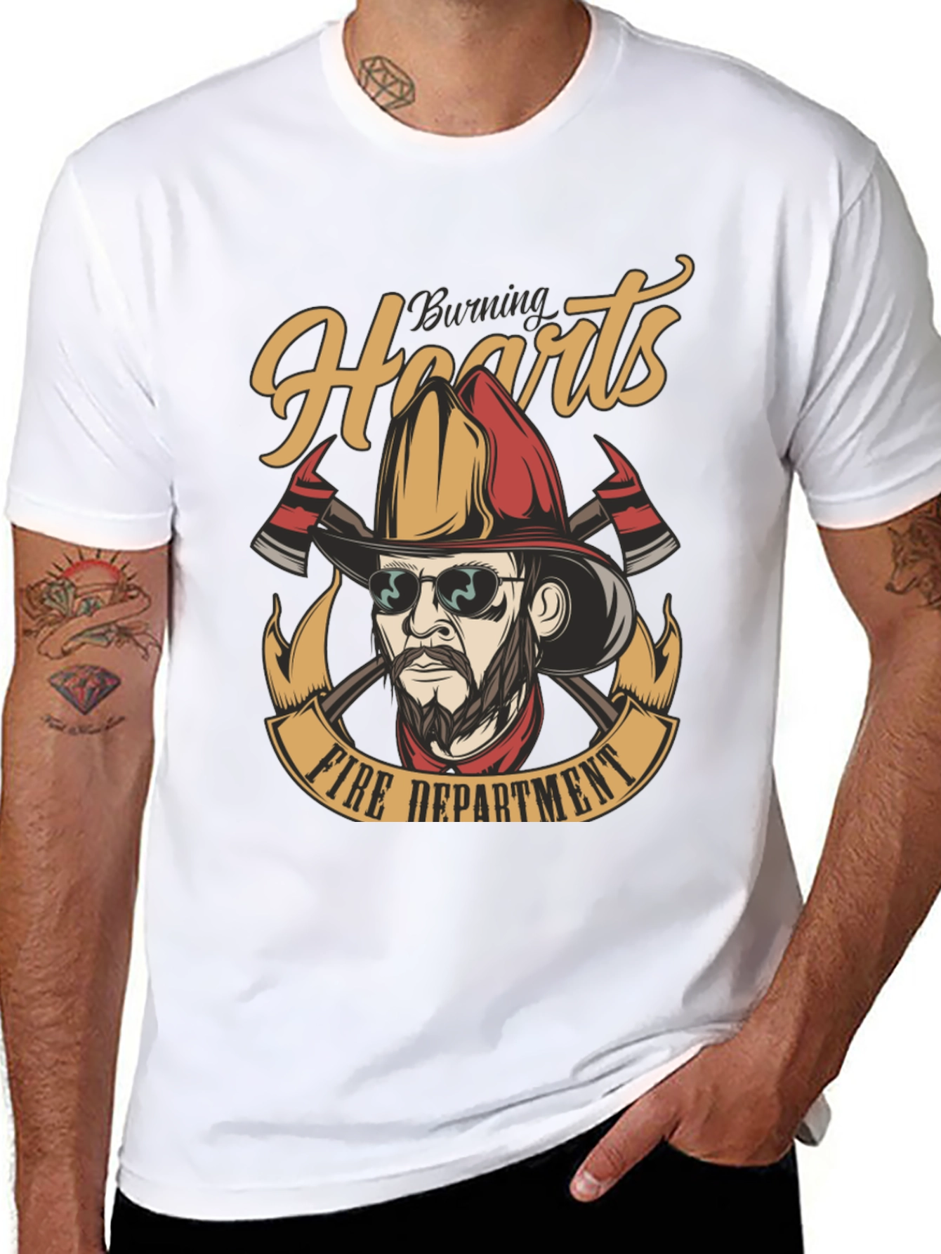 Burning Hearts Fire Department Graphic Tee