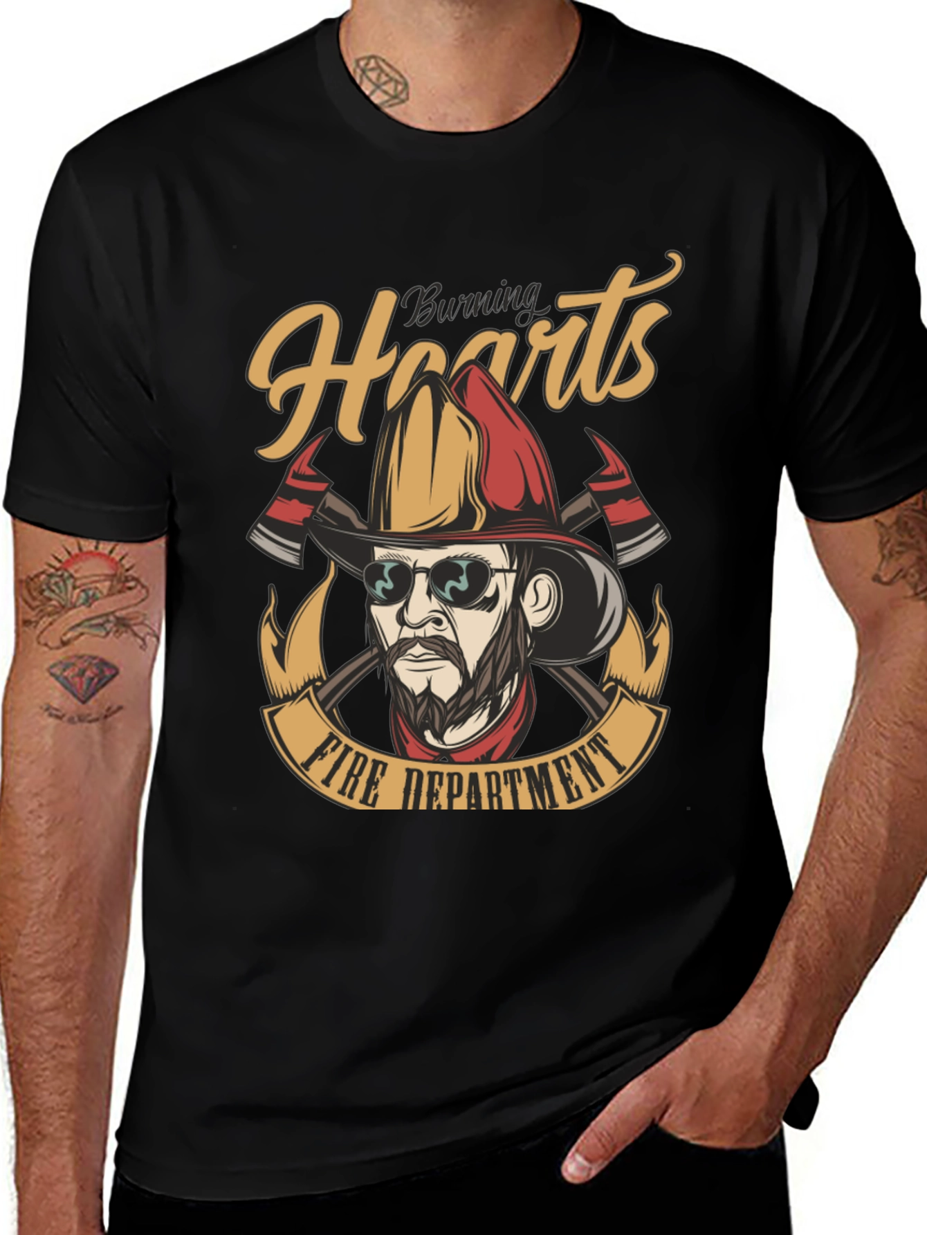 Burning Hearts Fire Department Graphic Tee