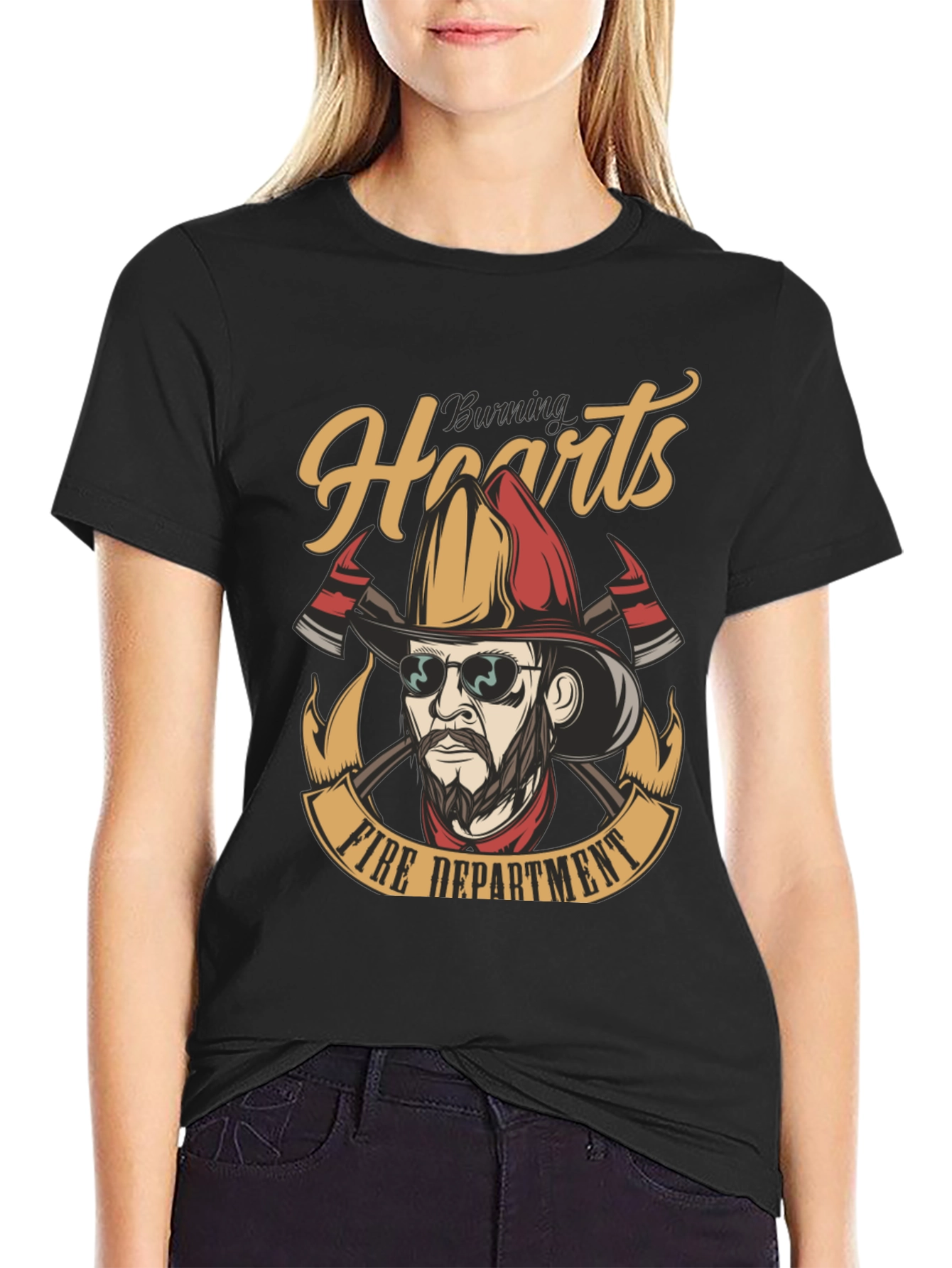 Burning Hearts Fire Department Graphic Tee