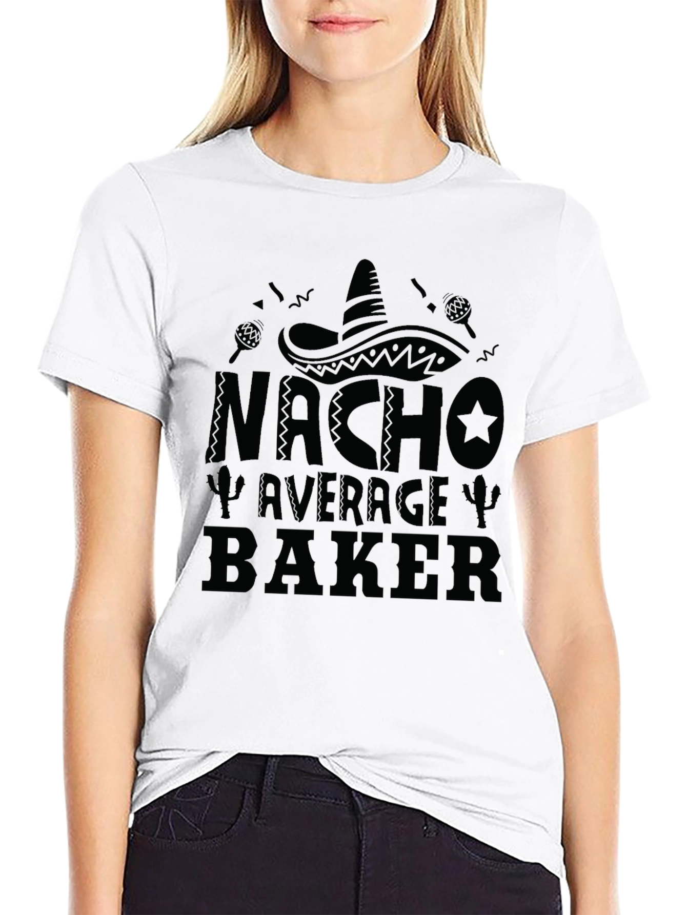 Nacho Average Baker Black Graphic T-Shirt