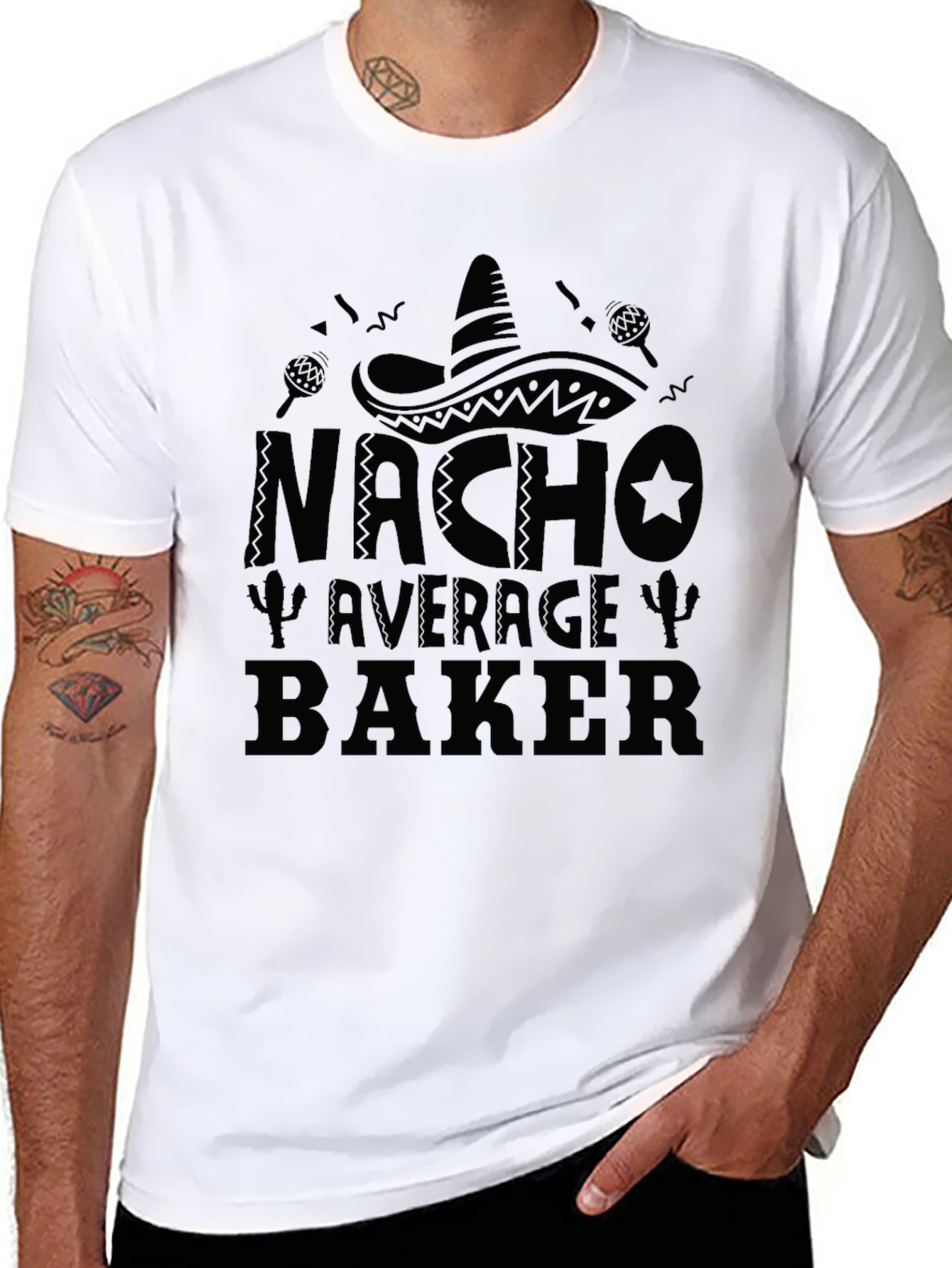 Nacho Average Baker Black Graphic T-Shirt