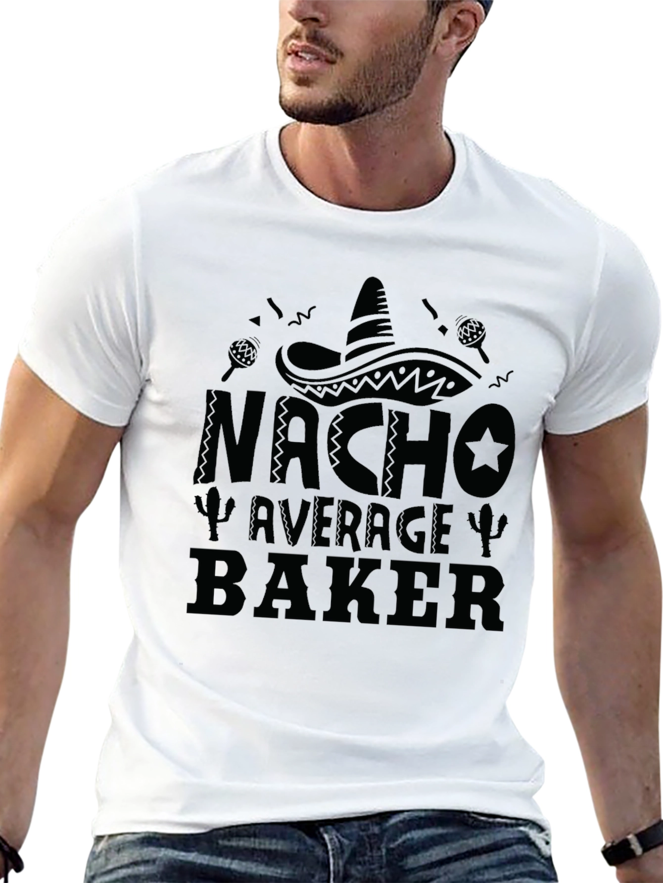 Nacho Average Baker Black Graphic T-Shirt