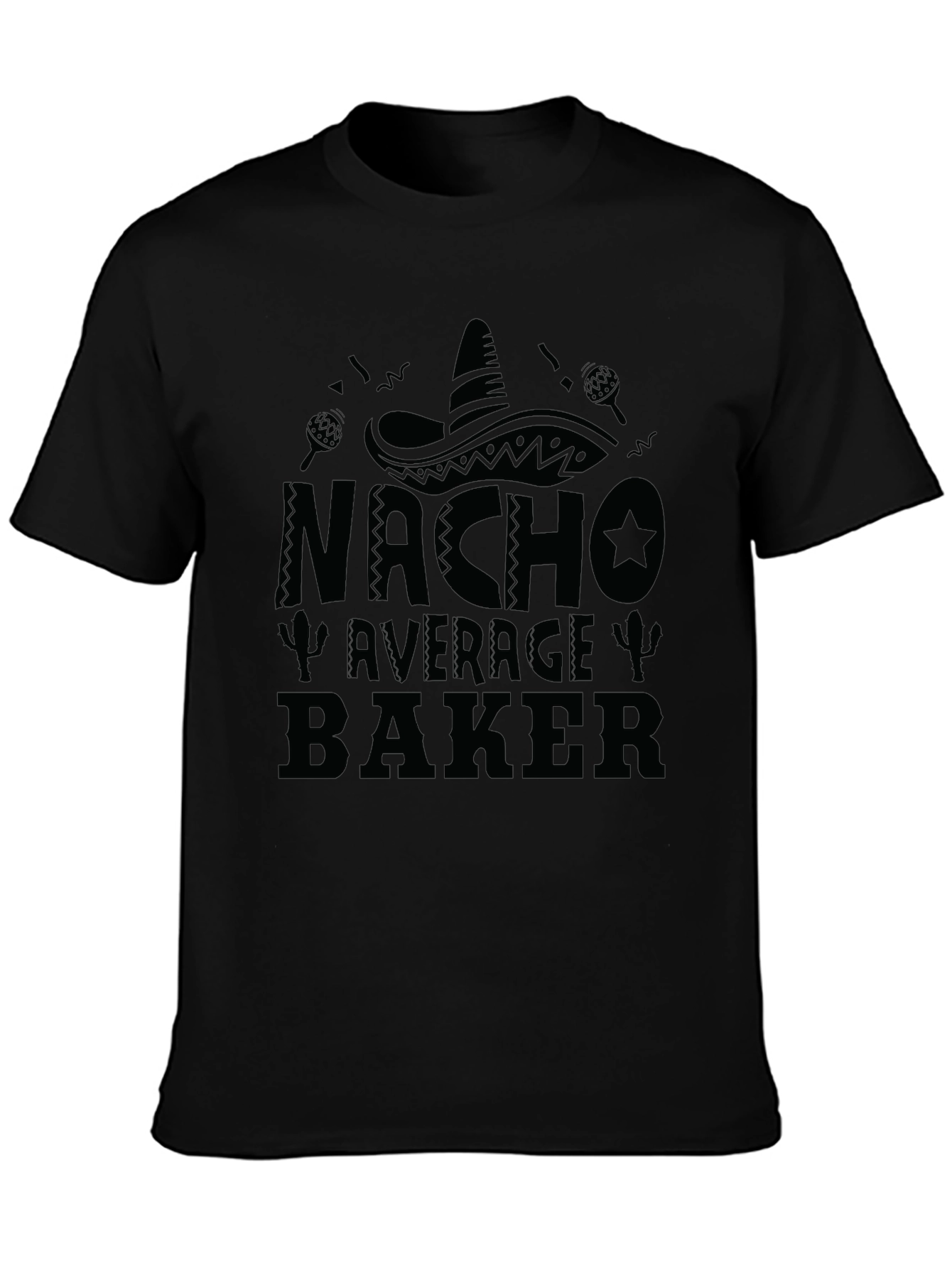 Nacho Average Baker Black Graphic T-Shirt