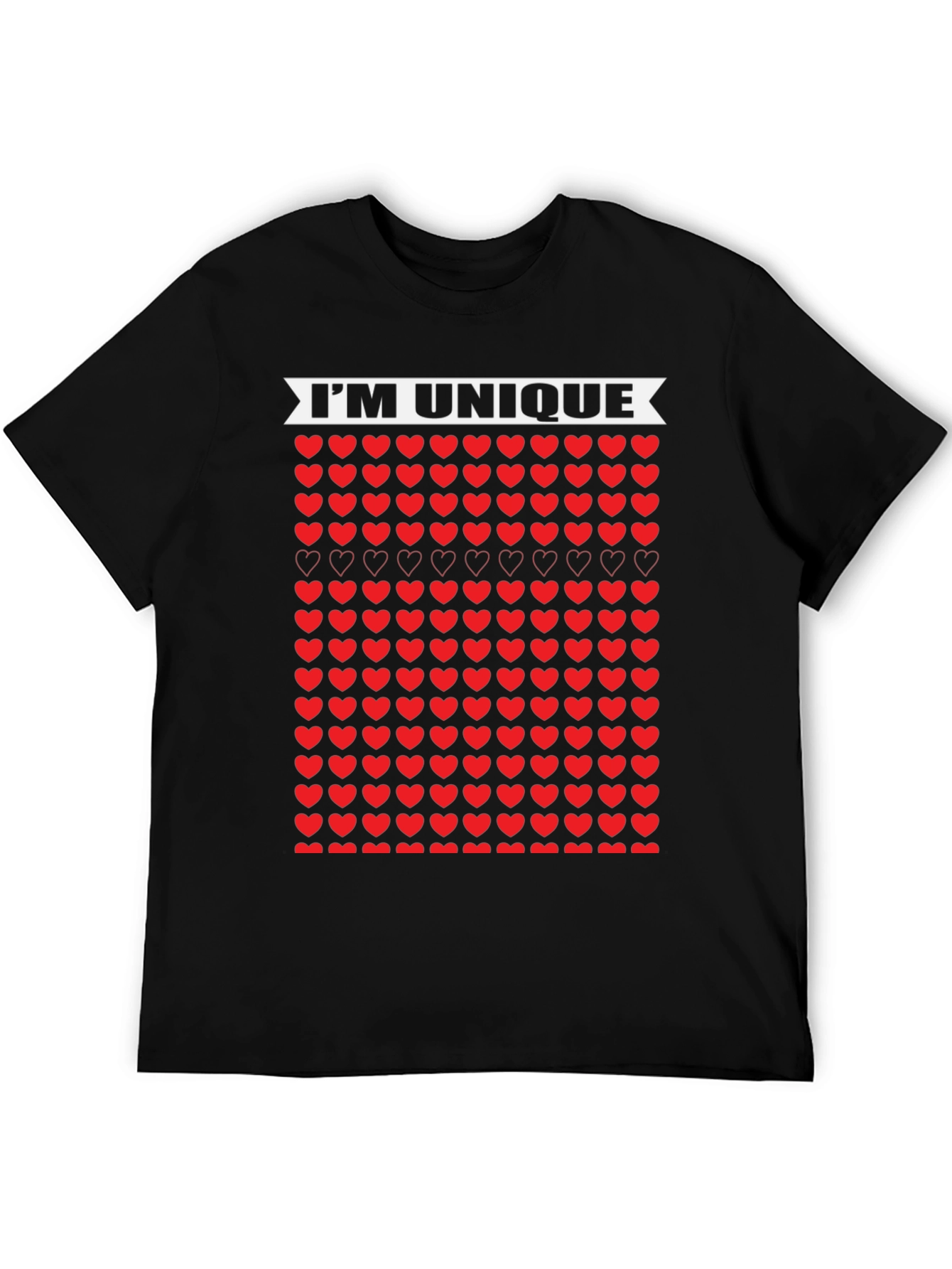 Unique Hearts Black T-Shirt - Im Unique Design
