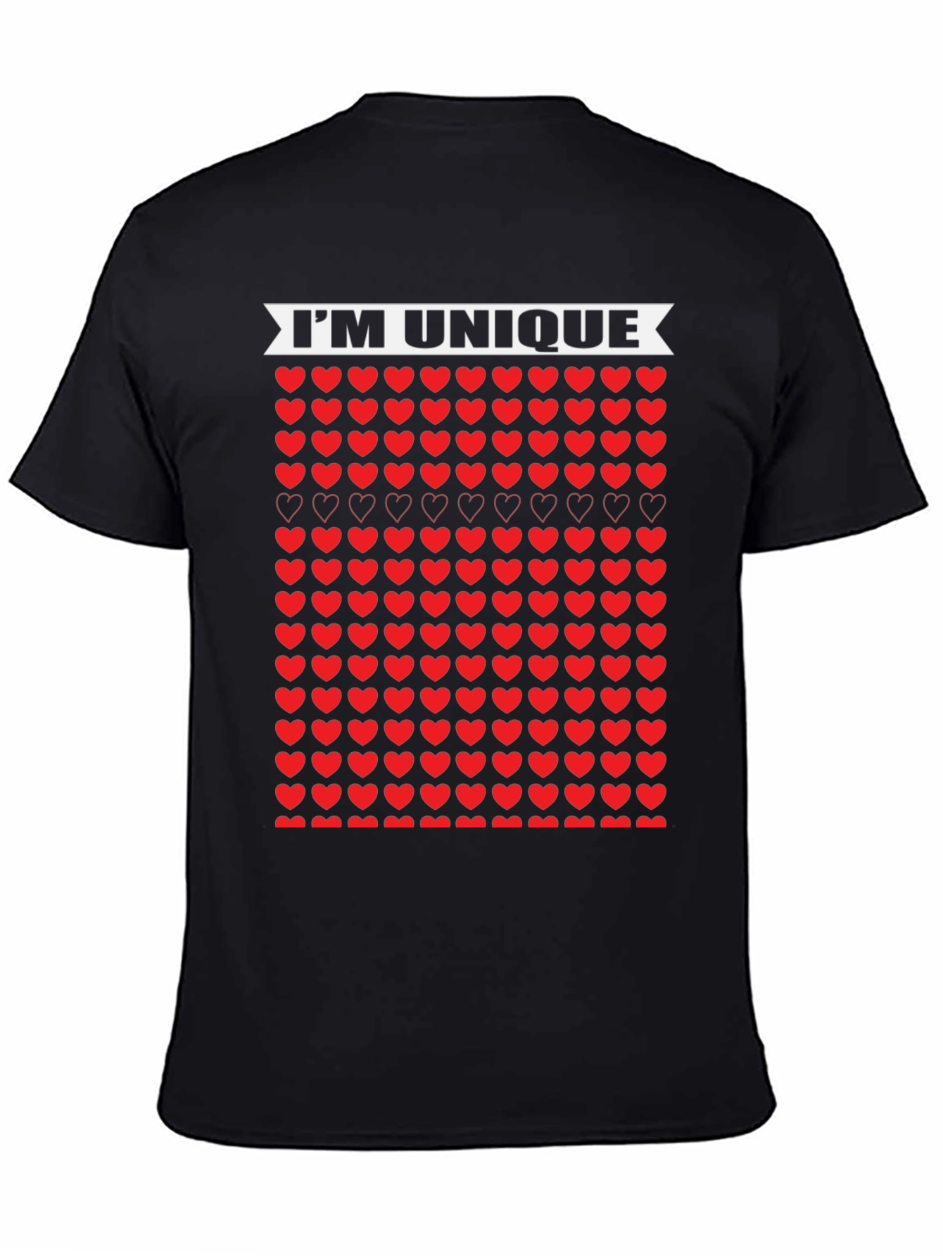 Unique Hearts Black T-Shirt - Im Unique Design