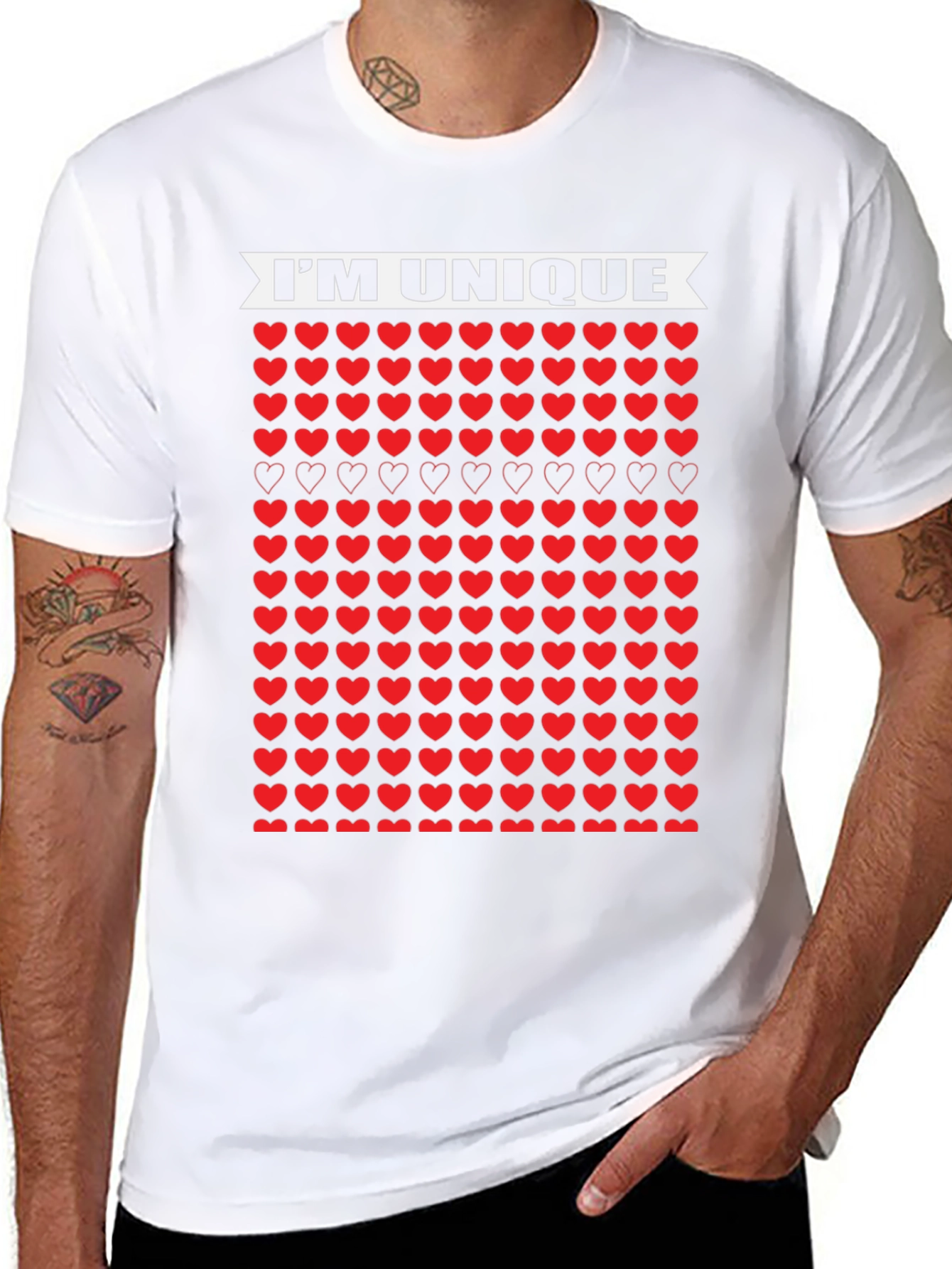 Unique Hearts Black T-Shirt - Im Unique Design