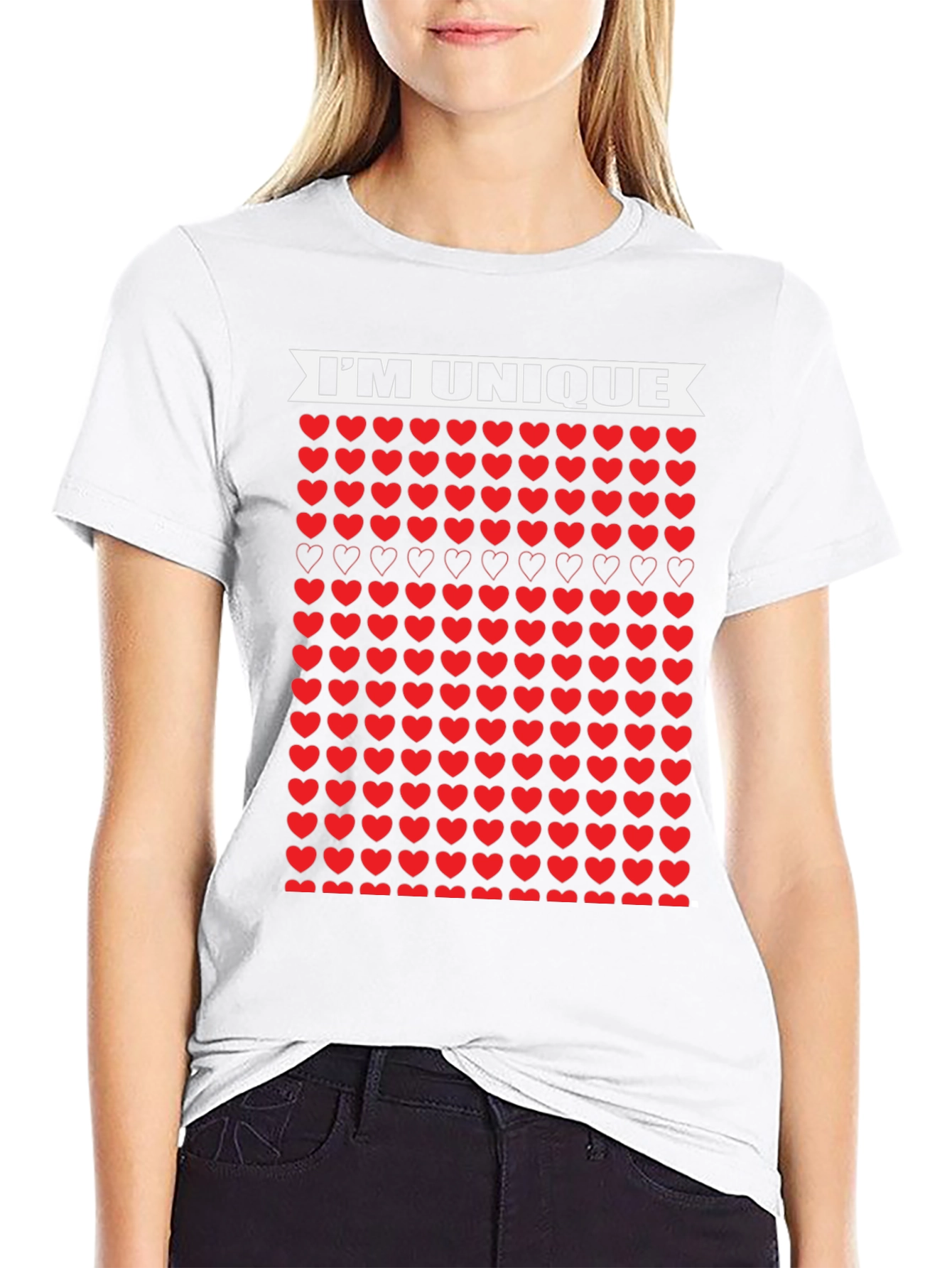 Unique Hearts Black T-Shirt - Im Unique Design