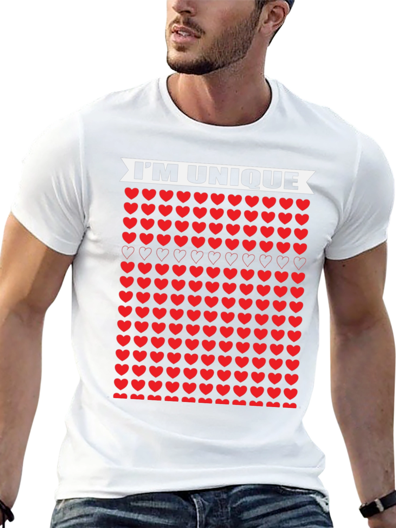 Unique Hearts Black T-Shirt - Im Unique Design