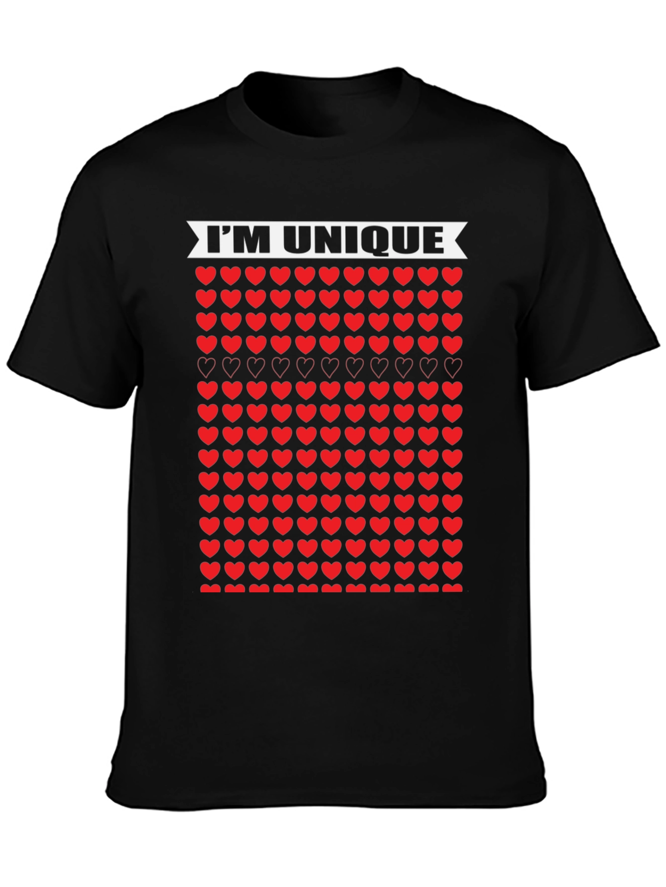 Unique Hearts Black T-Shirt - Im Unique Design