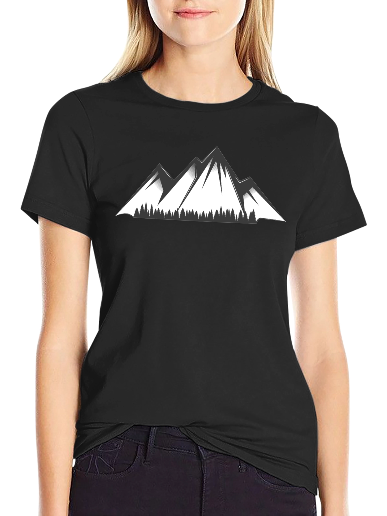 Mountain Graphic Black Tee - Nature Inspired Style