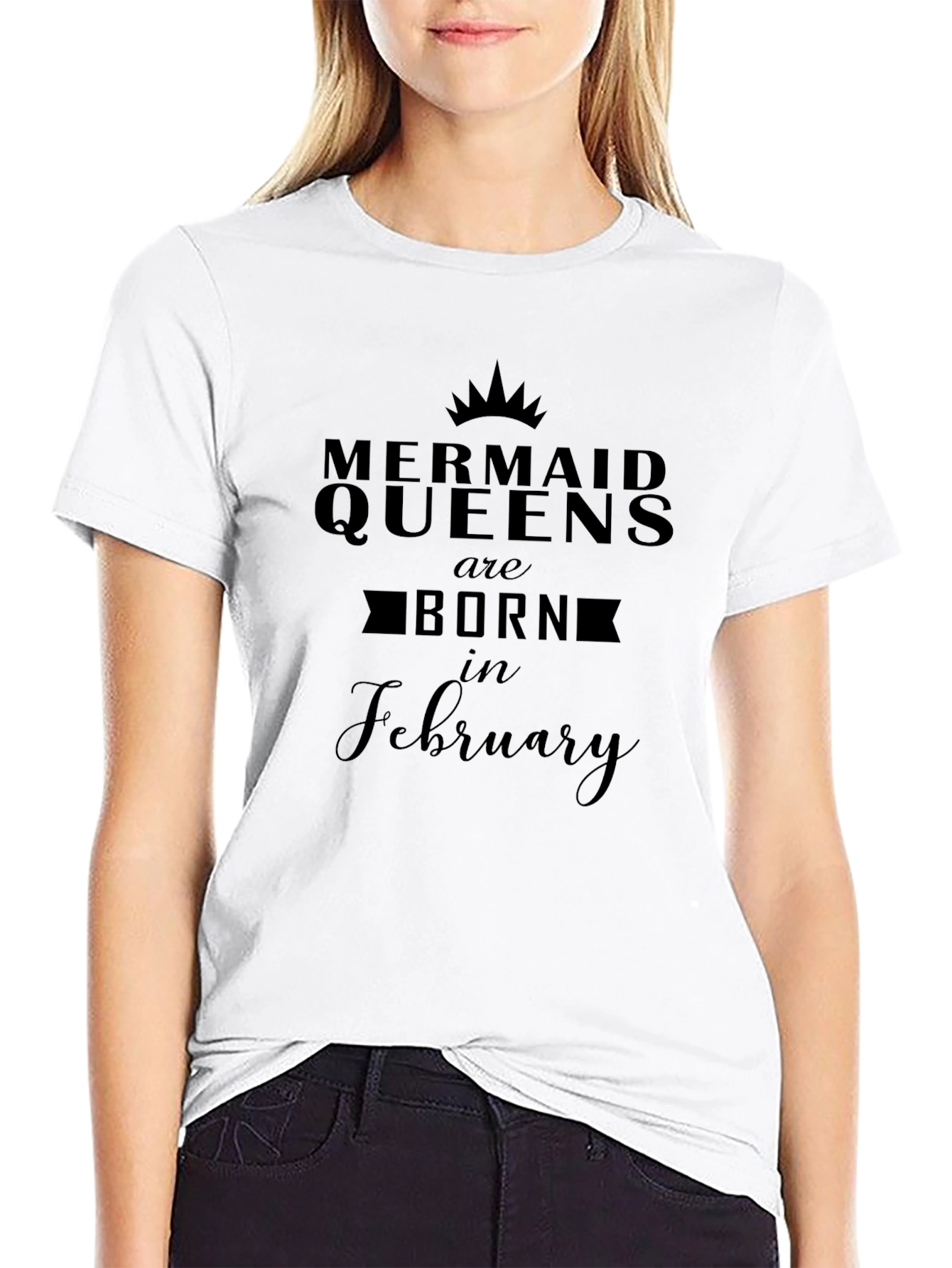 Mermaid Queens Born in February Black Graphic Tee
