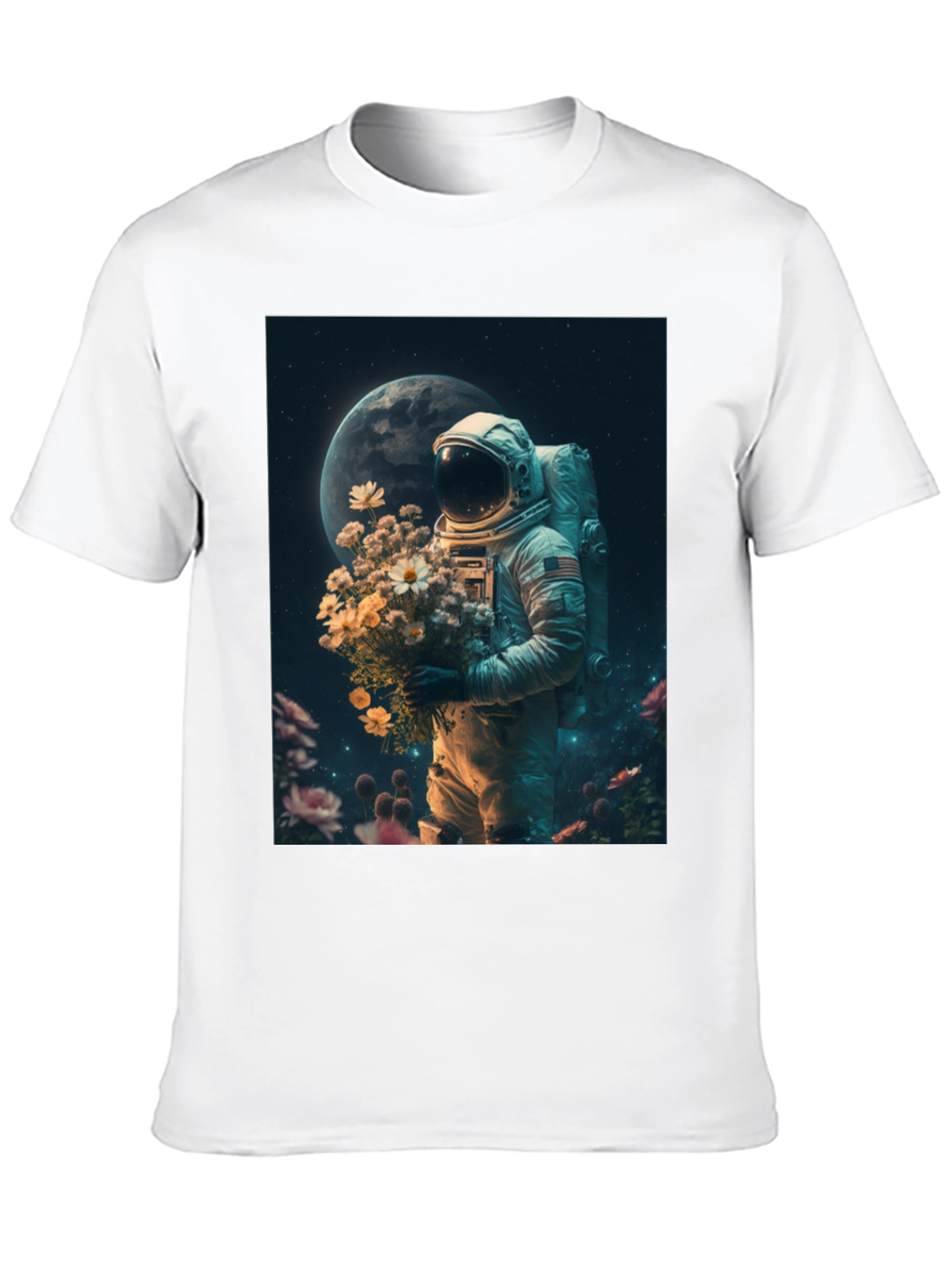 Astronaut Flower T-Shirt - Space Lover Tee