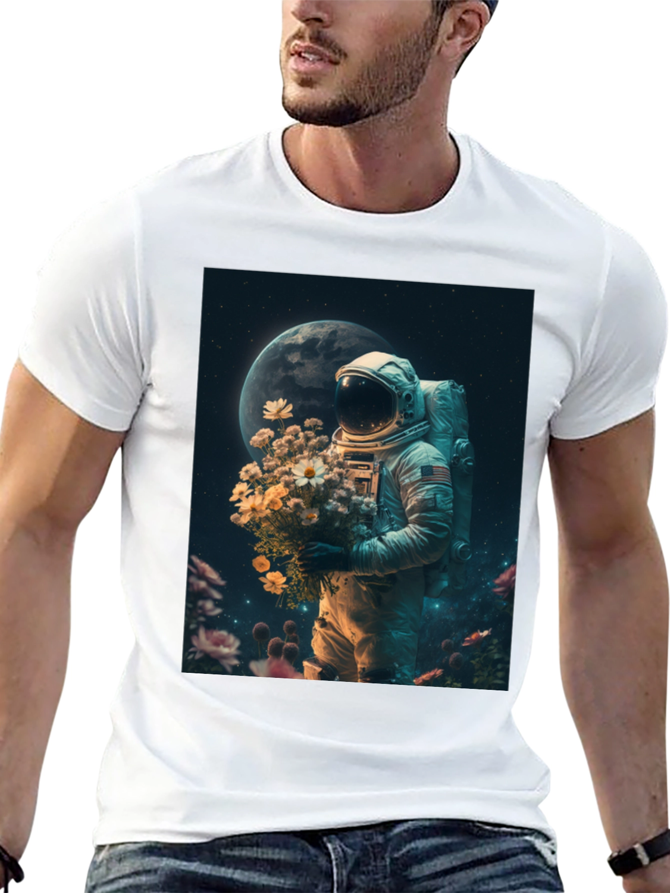 Astronaut Flower T-Shirt - Space Lover Tee