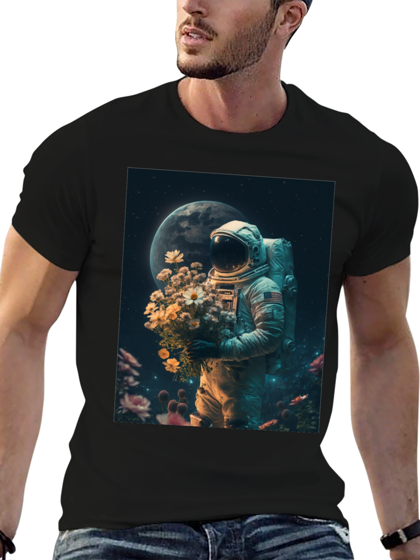 Astronaut Flower T-Shirt - Space Lover Tee