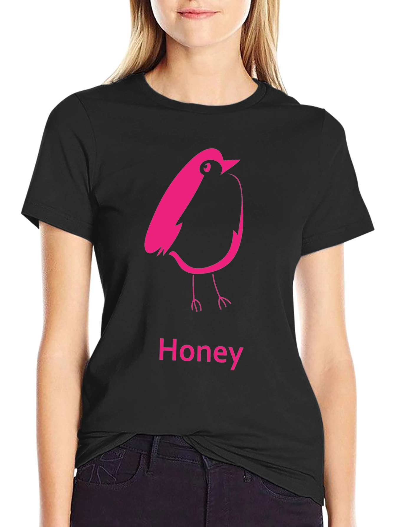 Honey Bird Graphic Tee - Black Cotton Comfort