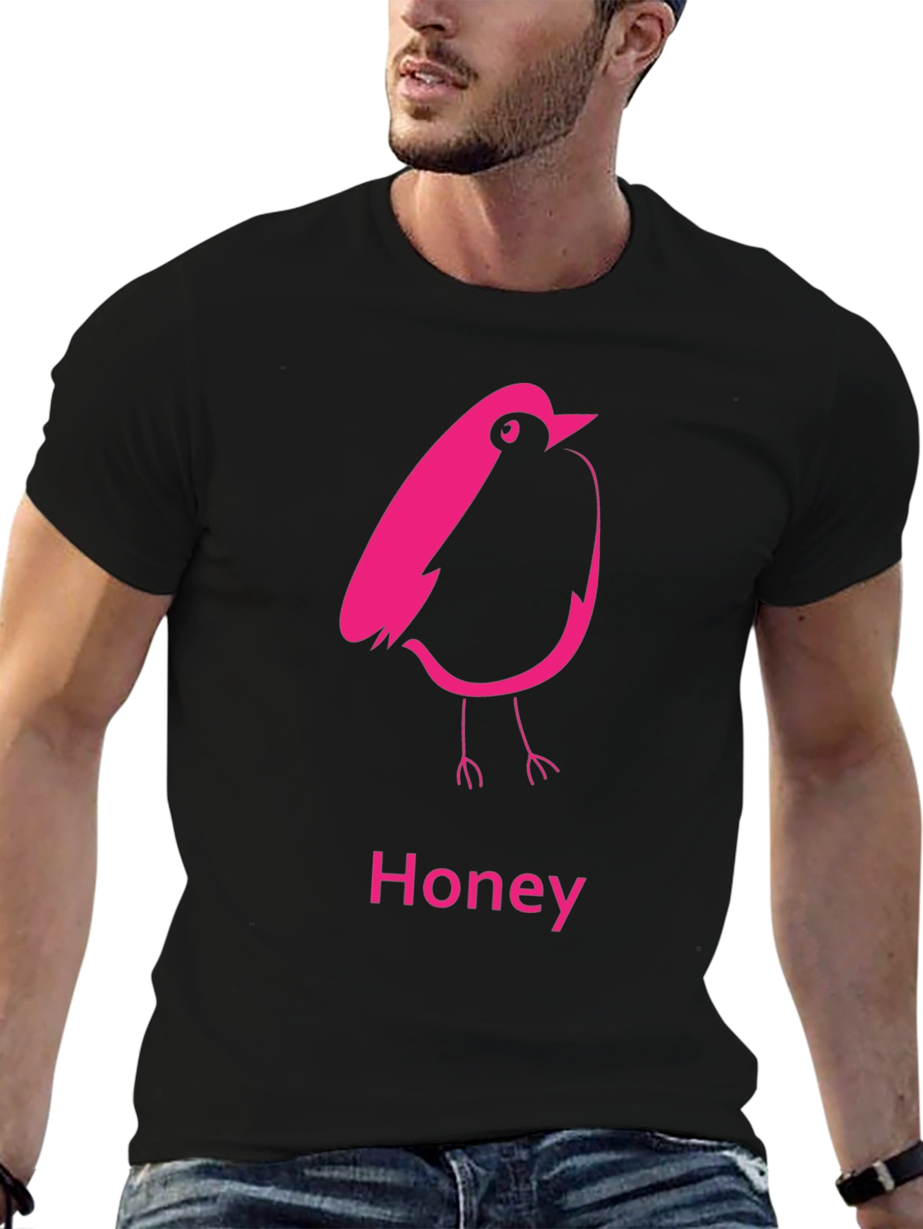 Honey Bird Graphic Tee - Black Cotton Comfort
