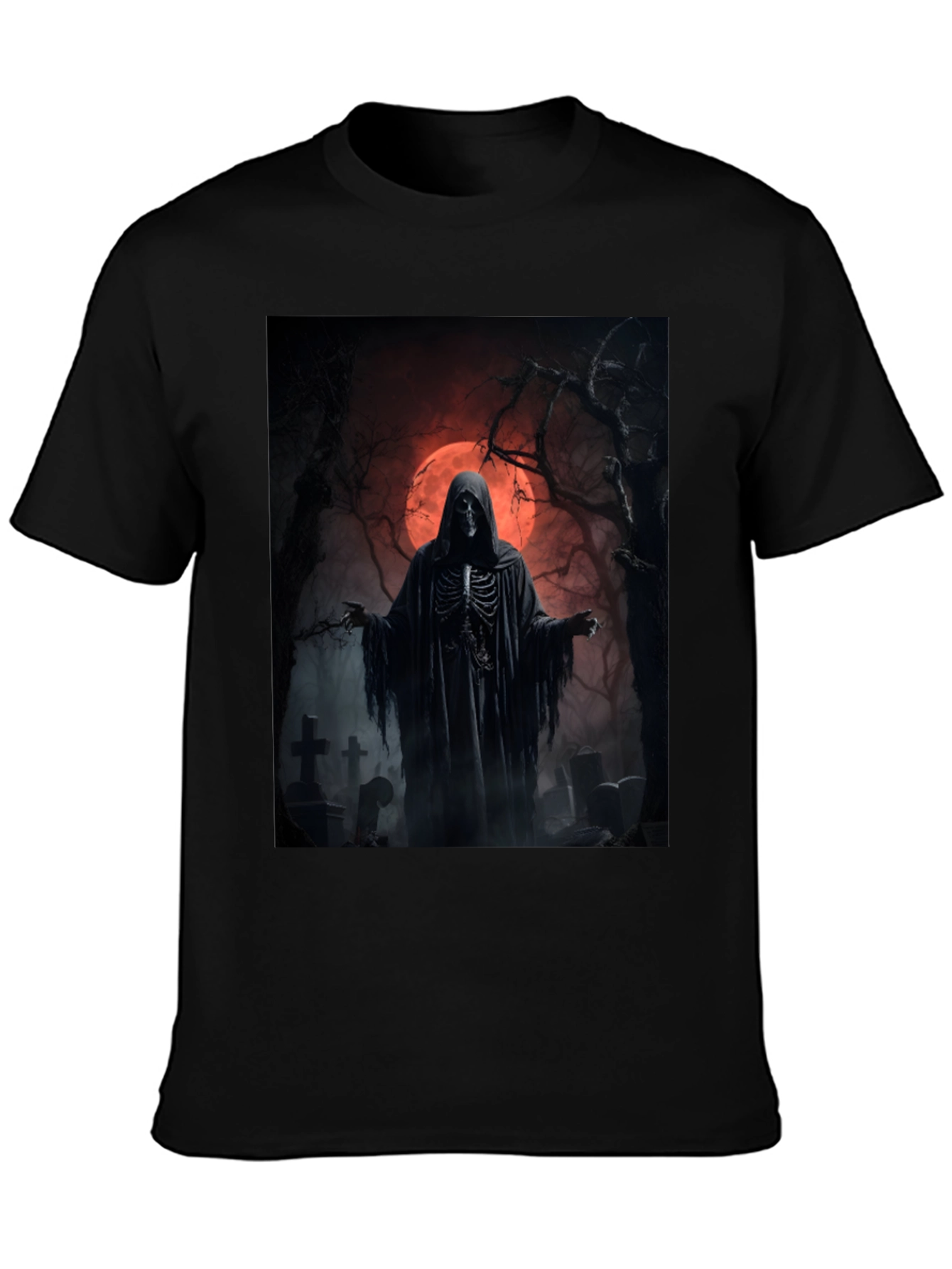 Grim Reaper Graphic Tee - Spooky Halloween Shirt