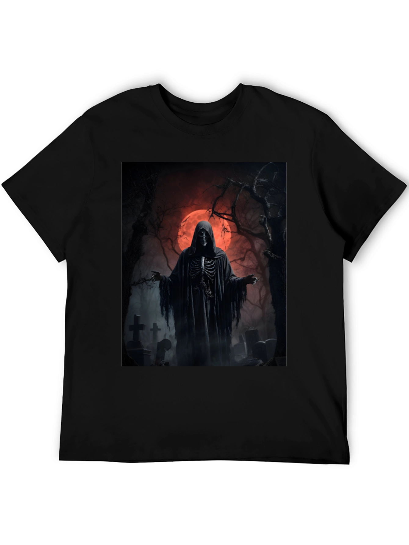 Grim Reaper Graphic Tee - Spooky Halloween Shirt
