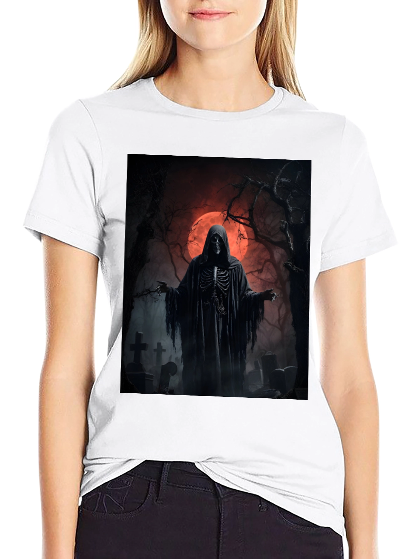 Grim Reaper Graphic Tee - Spooky Halloween Shirt