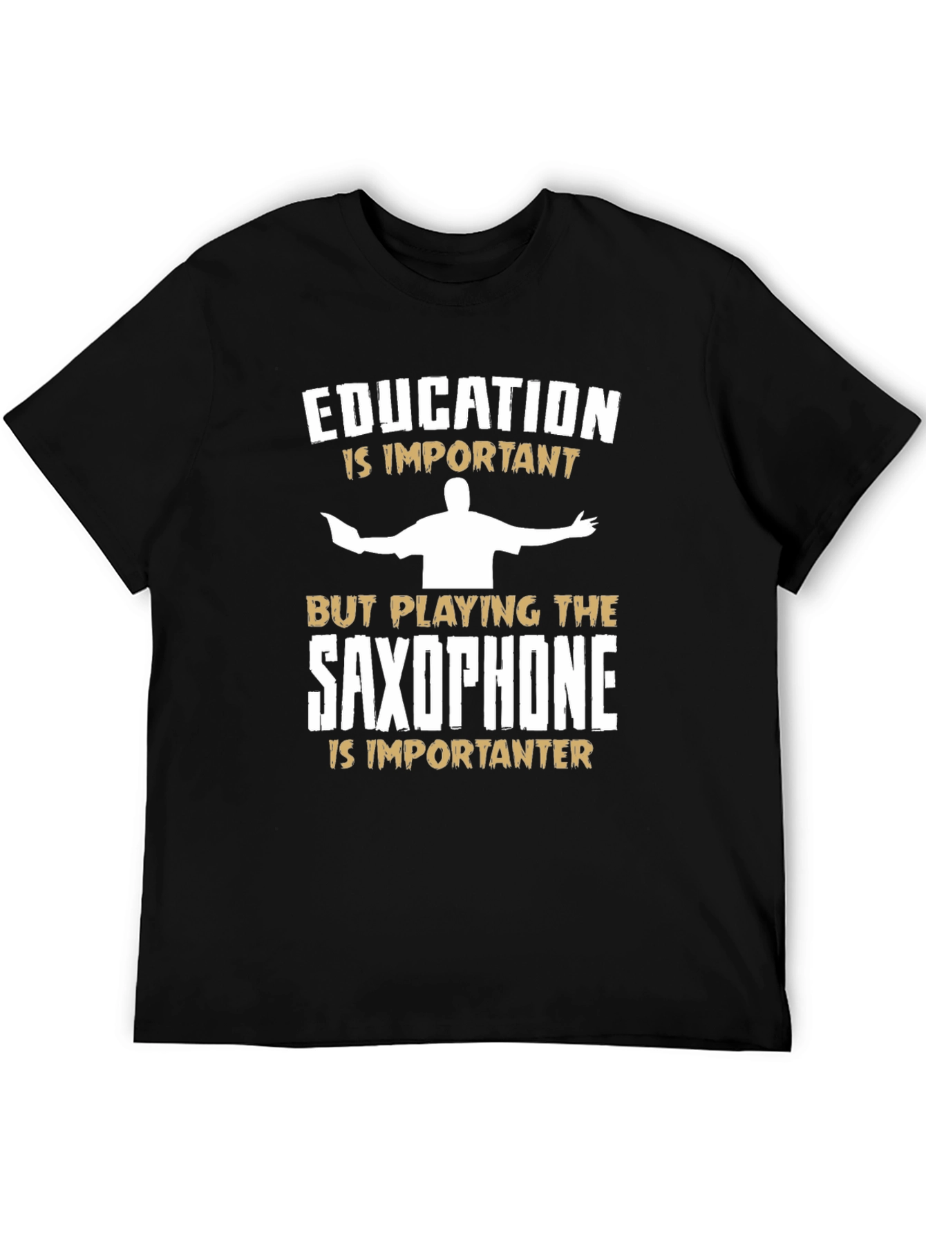 Education vs Saxophone Funny Graphic Tee