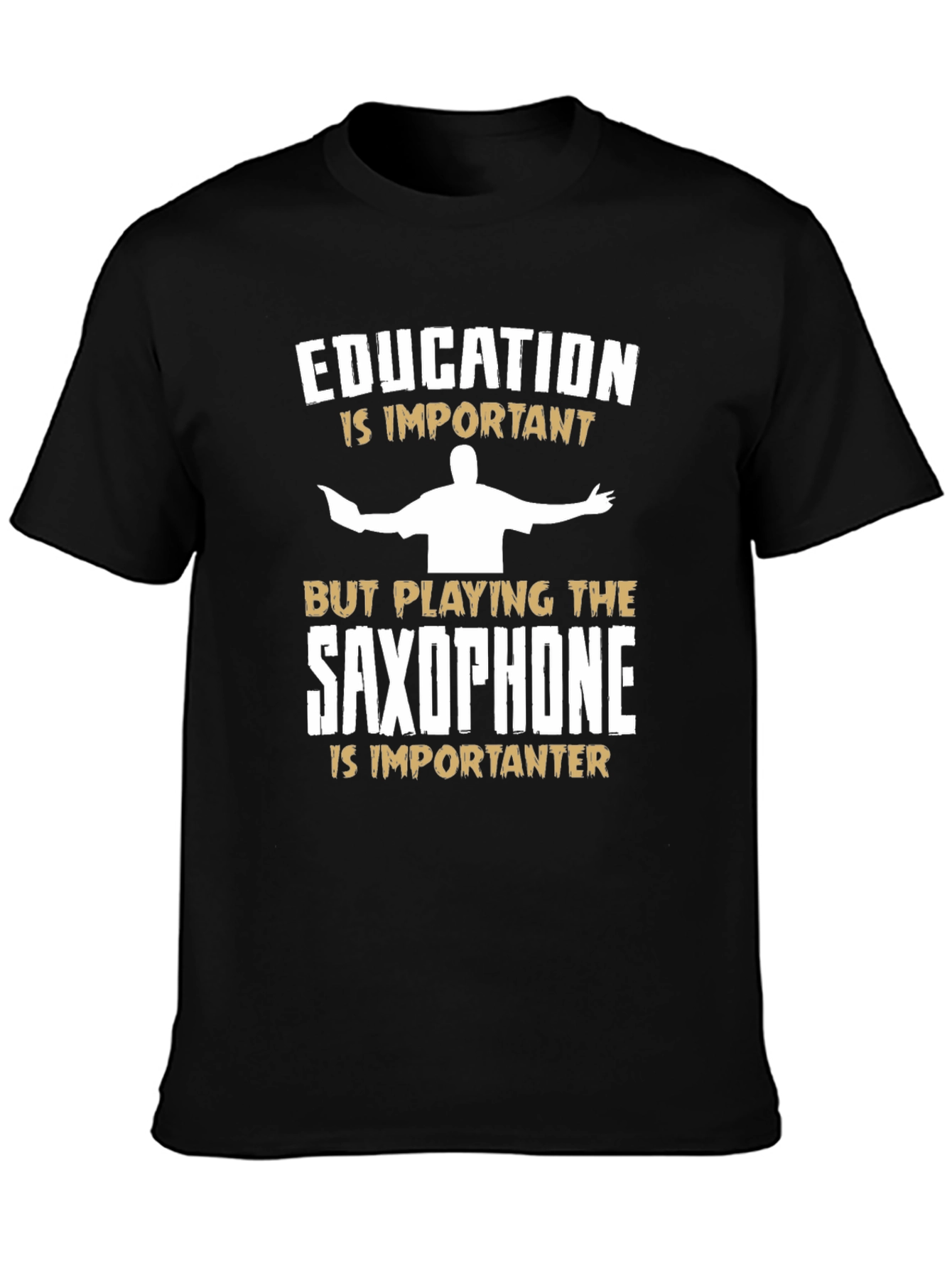 Education vs Saxophone Funny Graphic Tee